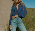 HMD -- THE JANE BLOUSE -- AZURE FRENCH PLAID