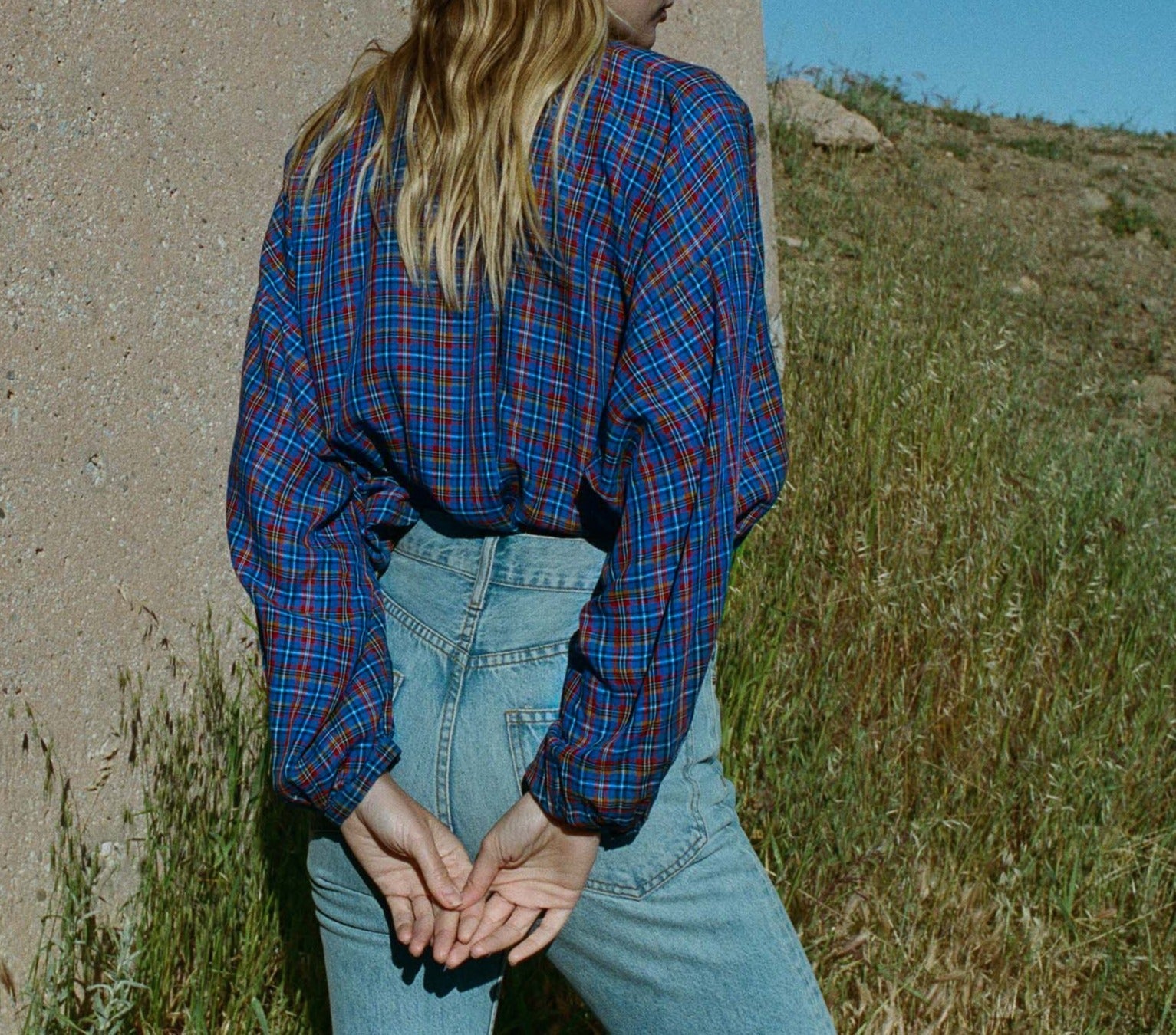 HMD -- THE JANE BLOUSE -- FRENCH PLAID BLUE