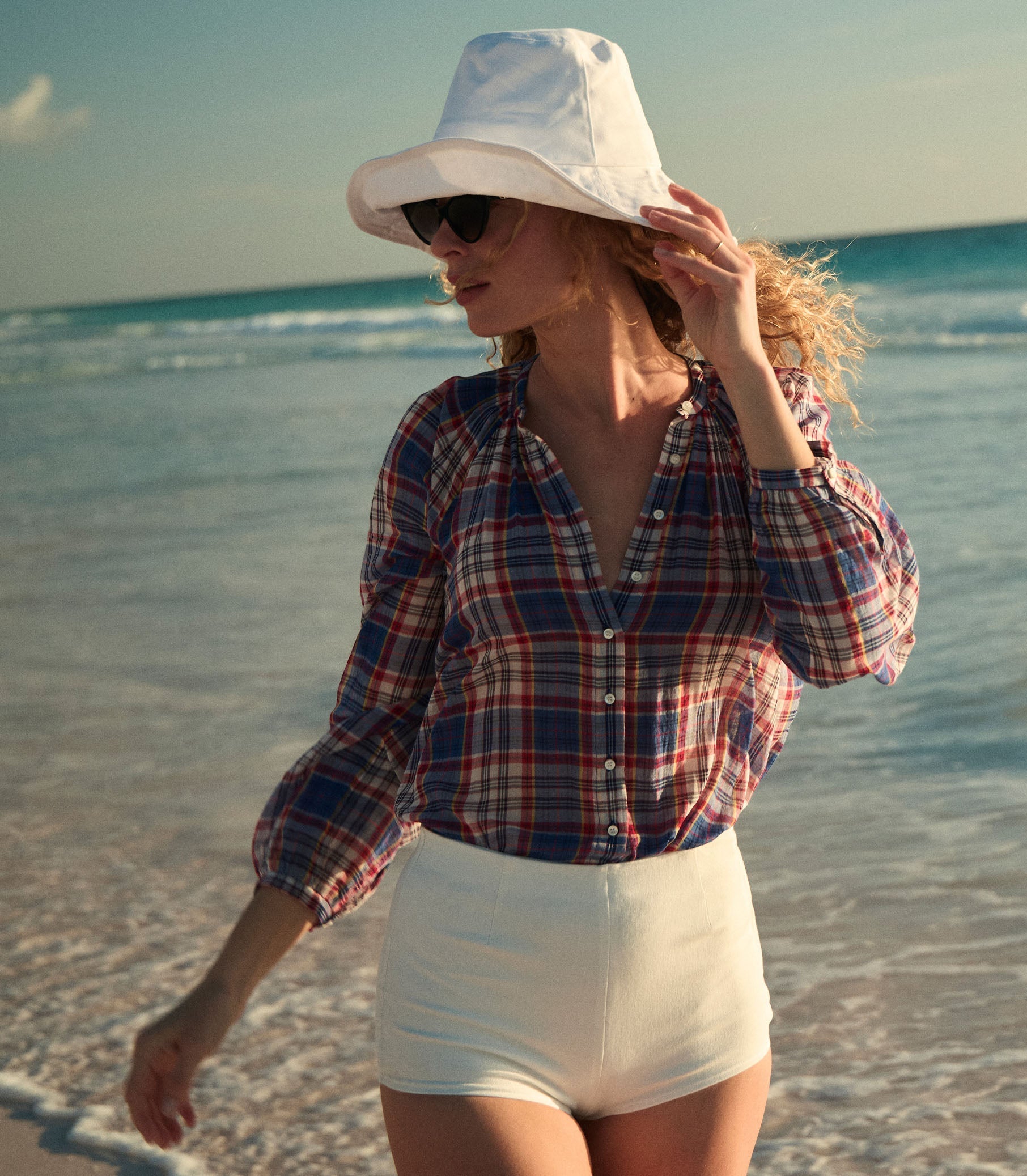 HMD -- JANIS TOP -- COTE D'AZUR PLAID