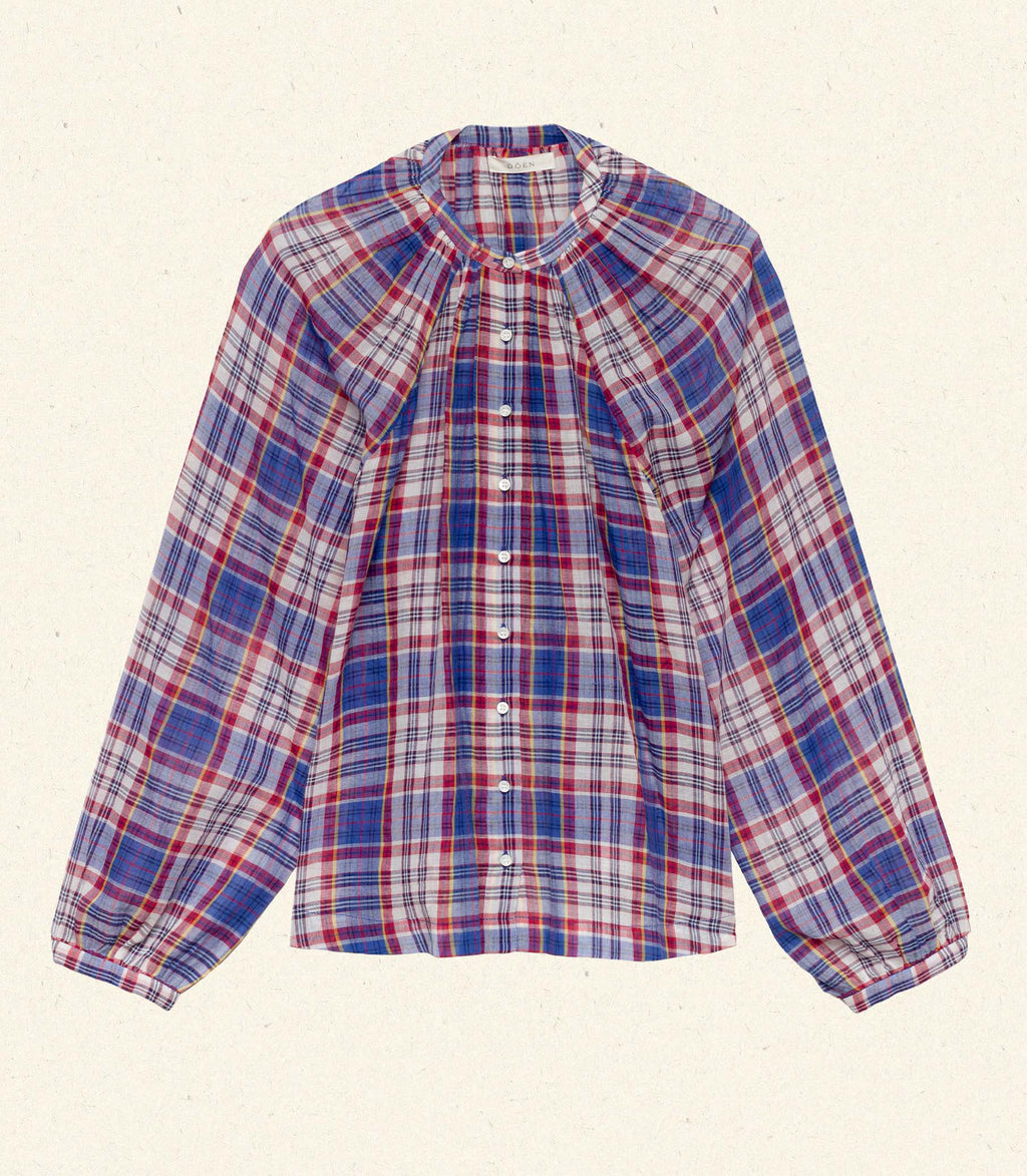 HMD -- JANIS TOP -- COTE D'AZUR PLAID