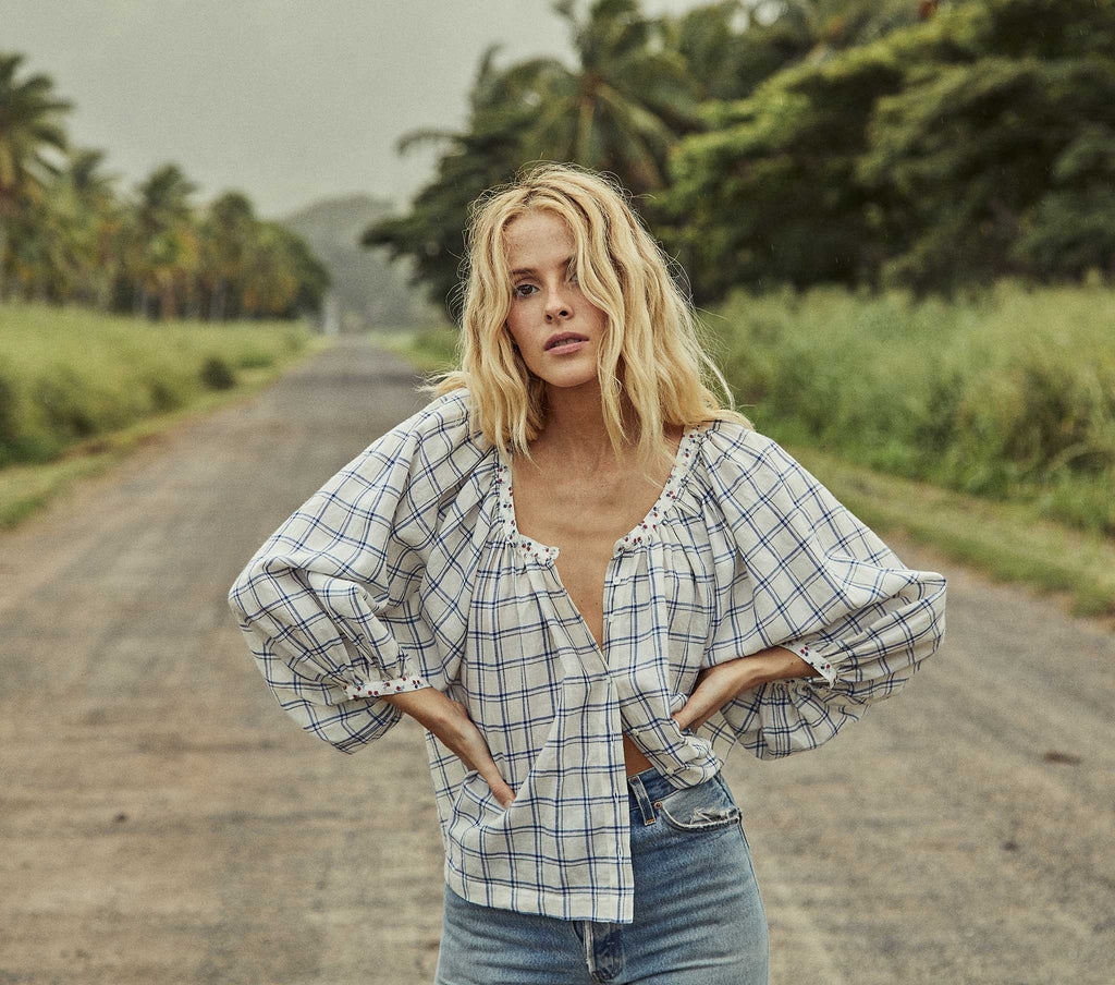 HMD -- JEANNE TOP -- BLUE ATTICUS PLAID