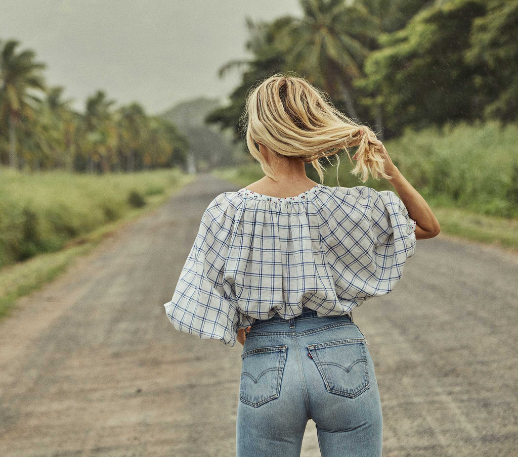 HMD -- JEANNE TOP -- BLUE ATTICUS PLAID