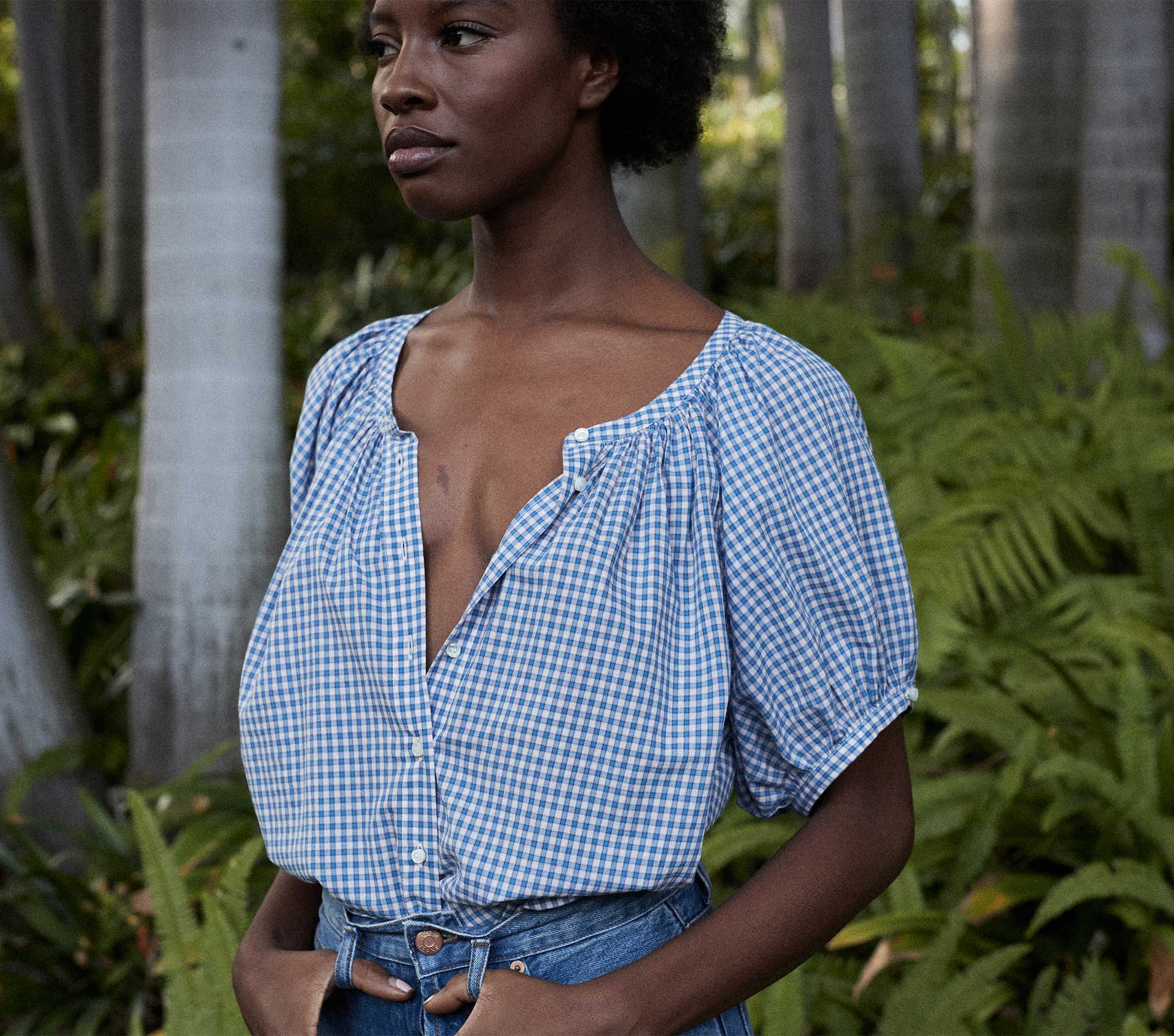 HMD -- JUNE TOP -- SKY SOMERSET PLAID