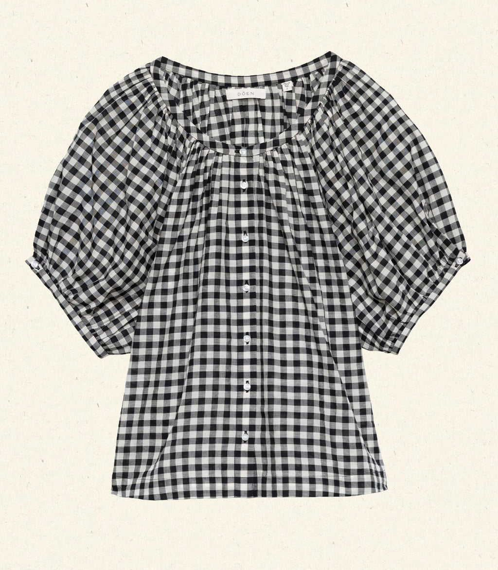 HMD -- JUNE TOP -- NOIR GRETA GINGHAM