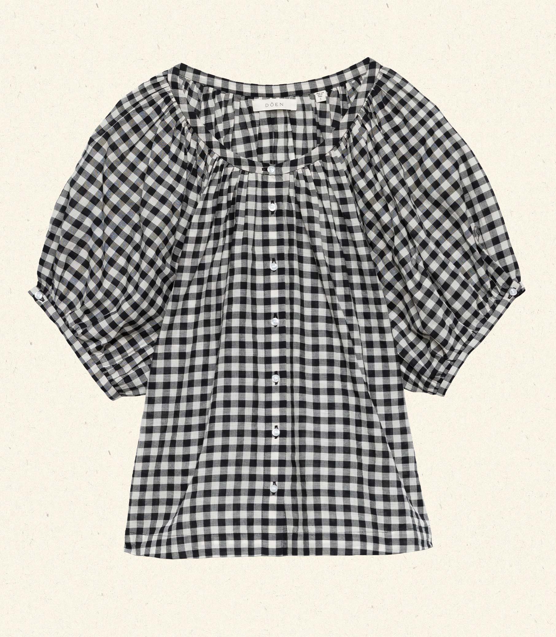 HMD -- JUNE TOP -- NOIR GRETA GINGHAM