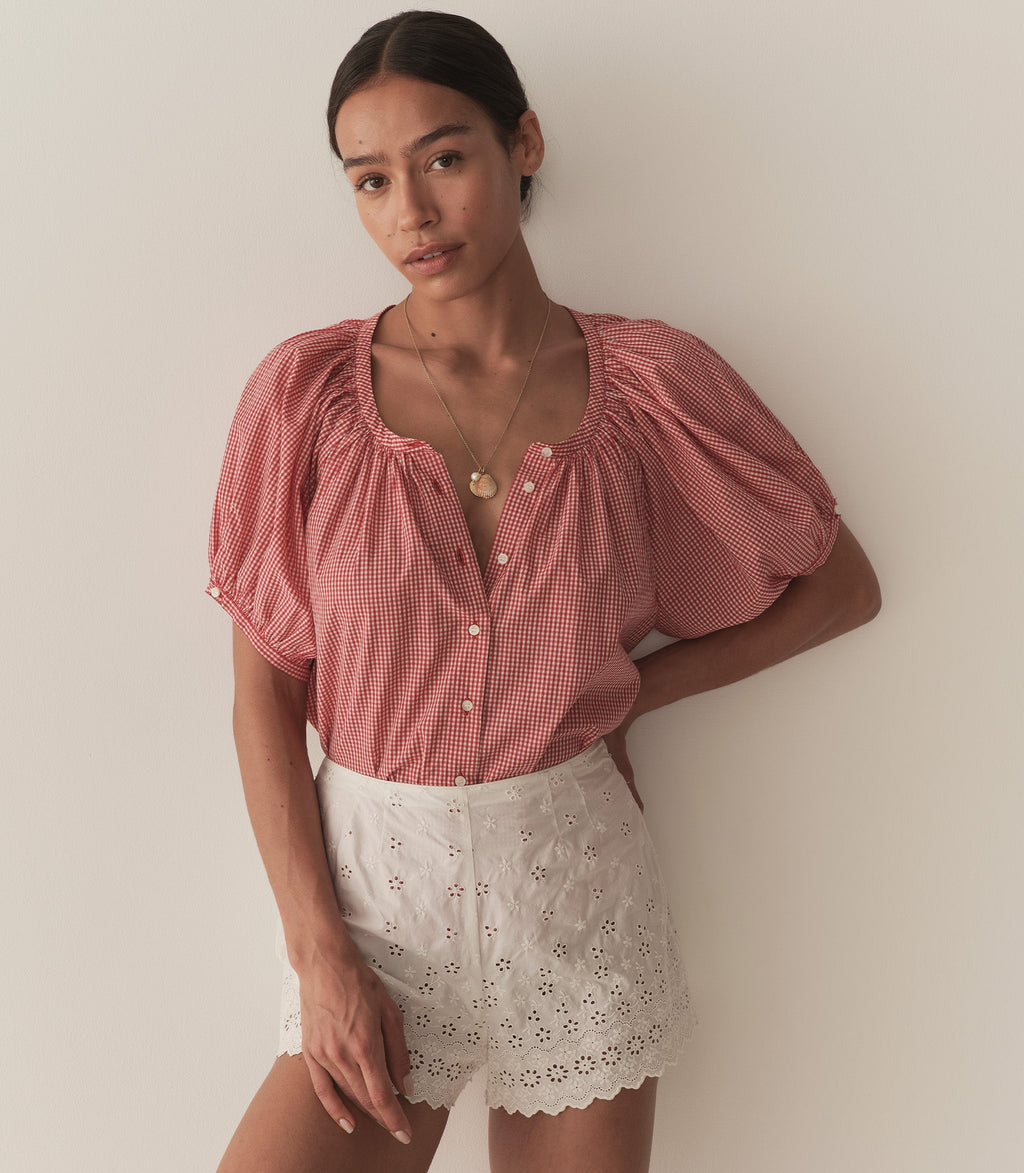 HMD -- JUNE TOP -- CERISE PARIS GINGHAM