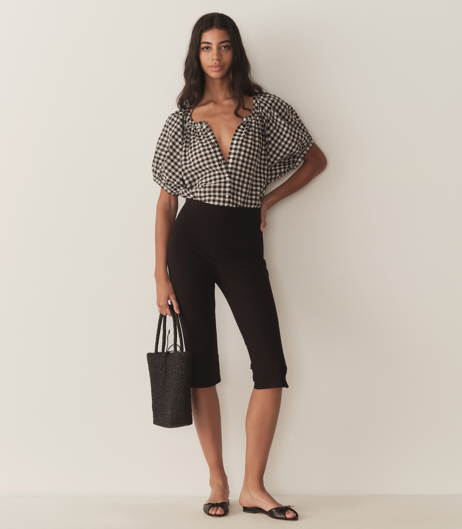 HMD -- JUNE TOP -- NOIR GRETA GINGHAM
