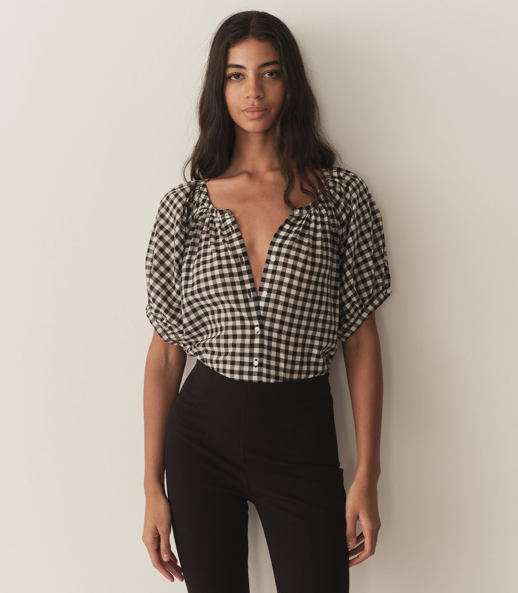 HMD -- JUNE TOP -- NOIR GRETA GINGHAM