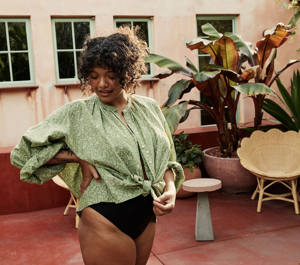 HMD -- THE JANE BLOUSE -- GREEN GARDEN BLOOM