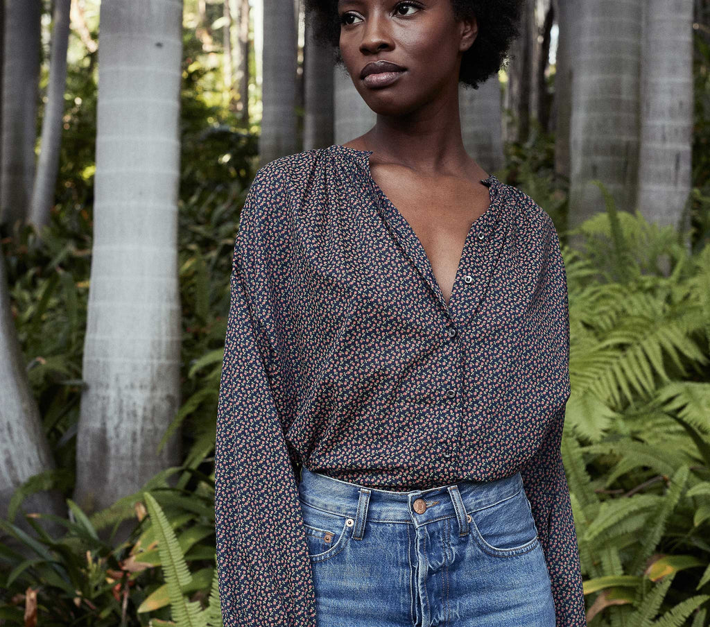 HMD -- THE JANE BLOUSE -- NAVY BISOU FLORAL