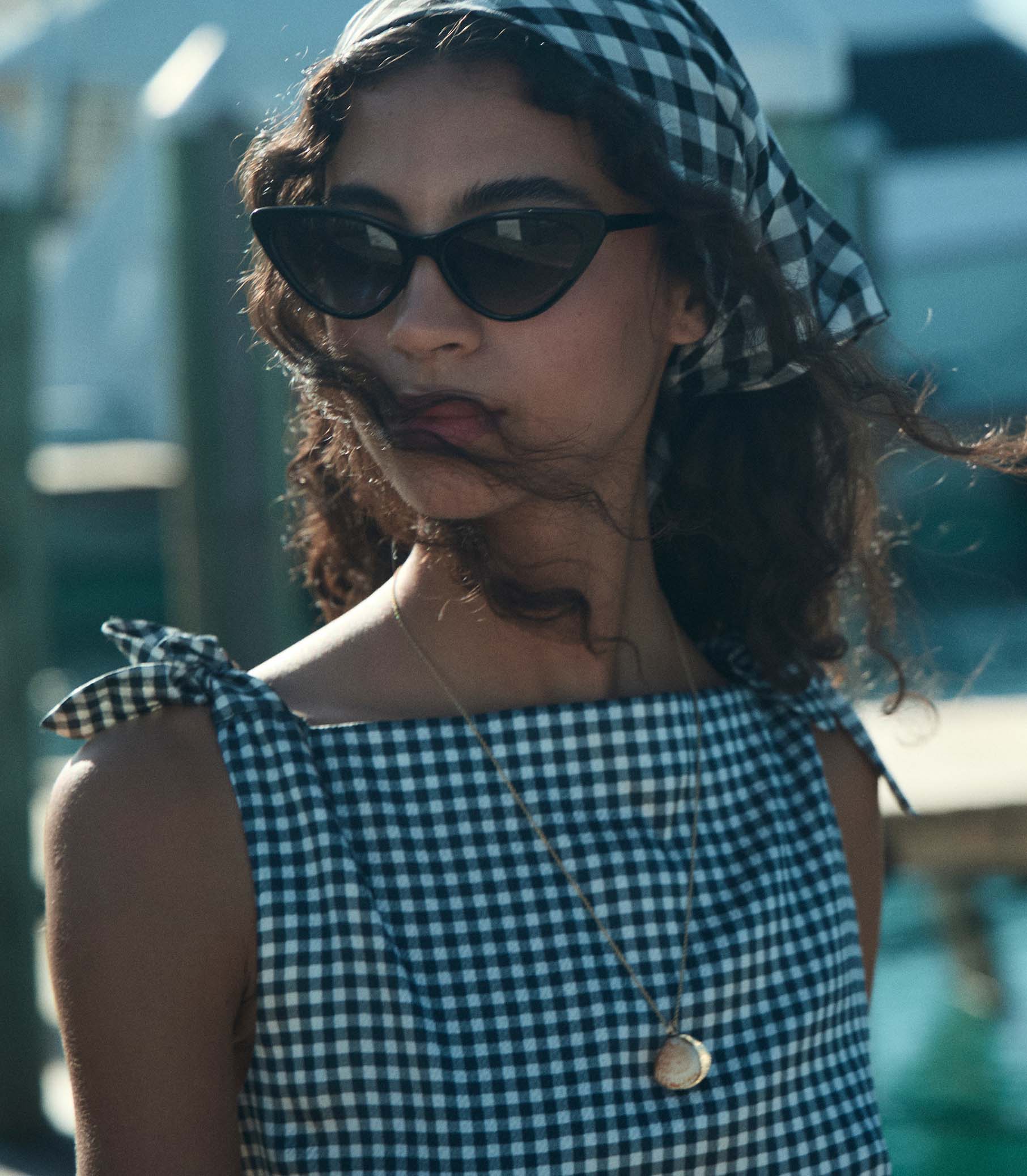 HMD -- LIRIEL TOP -- NAVY VALENCIA GINGHAM