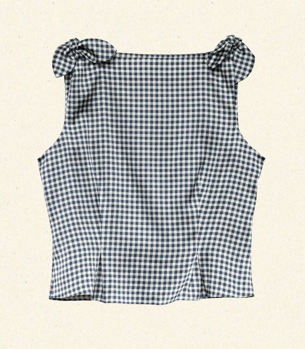 HMD -- LIRIEL TOP -- NAVY VALENCIA GINGHAM