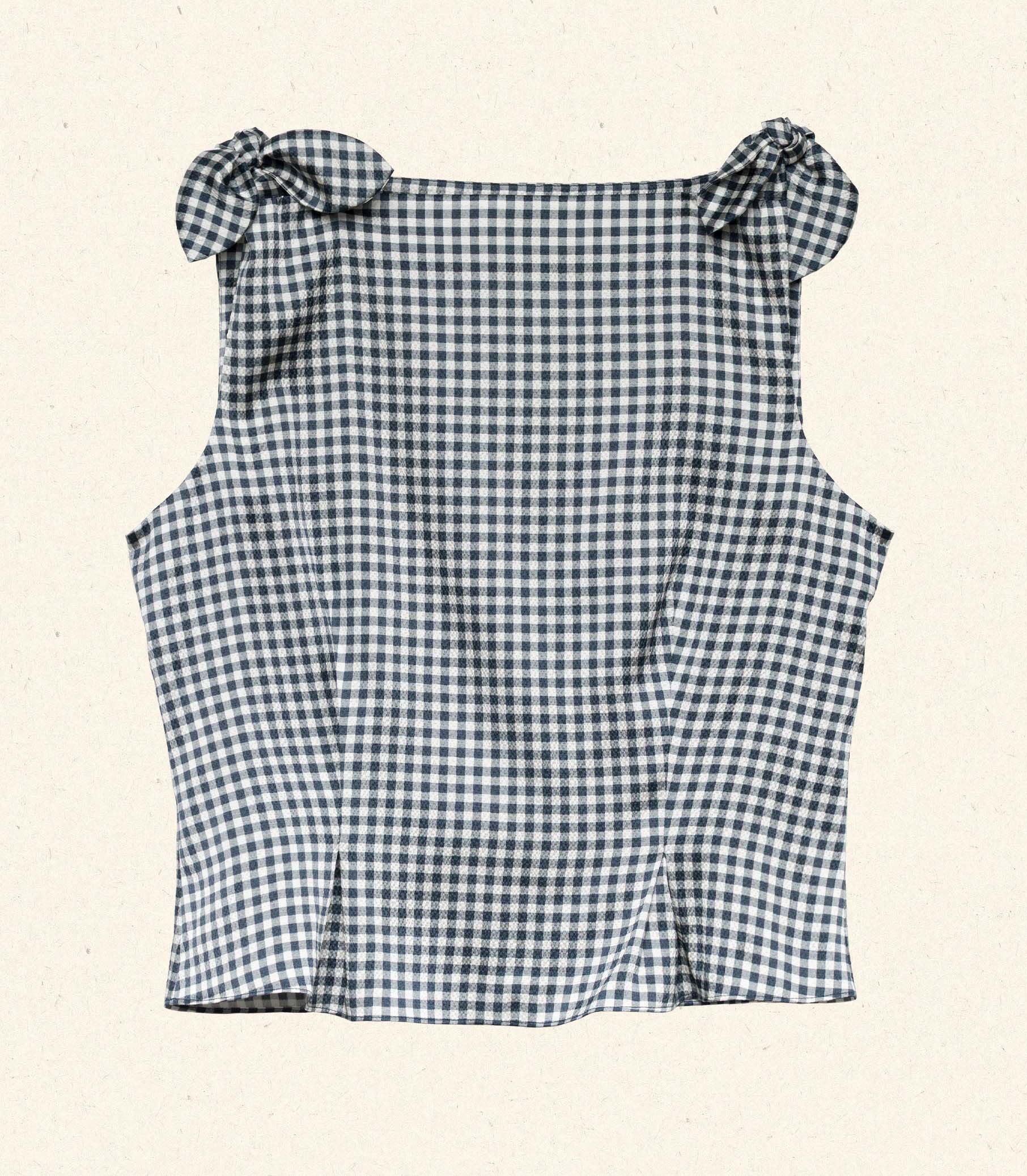 HMD -- LIRIEL TOP -- NAVY VALENCIA GINGHAM