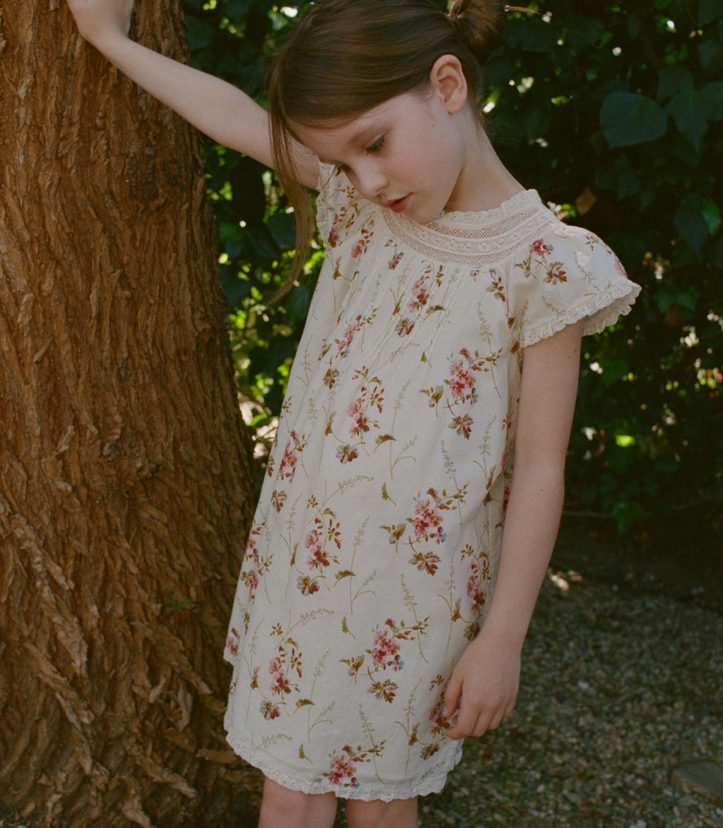 LISI DRESS -- BLANC PRAIRIE ROSE