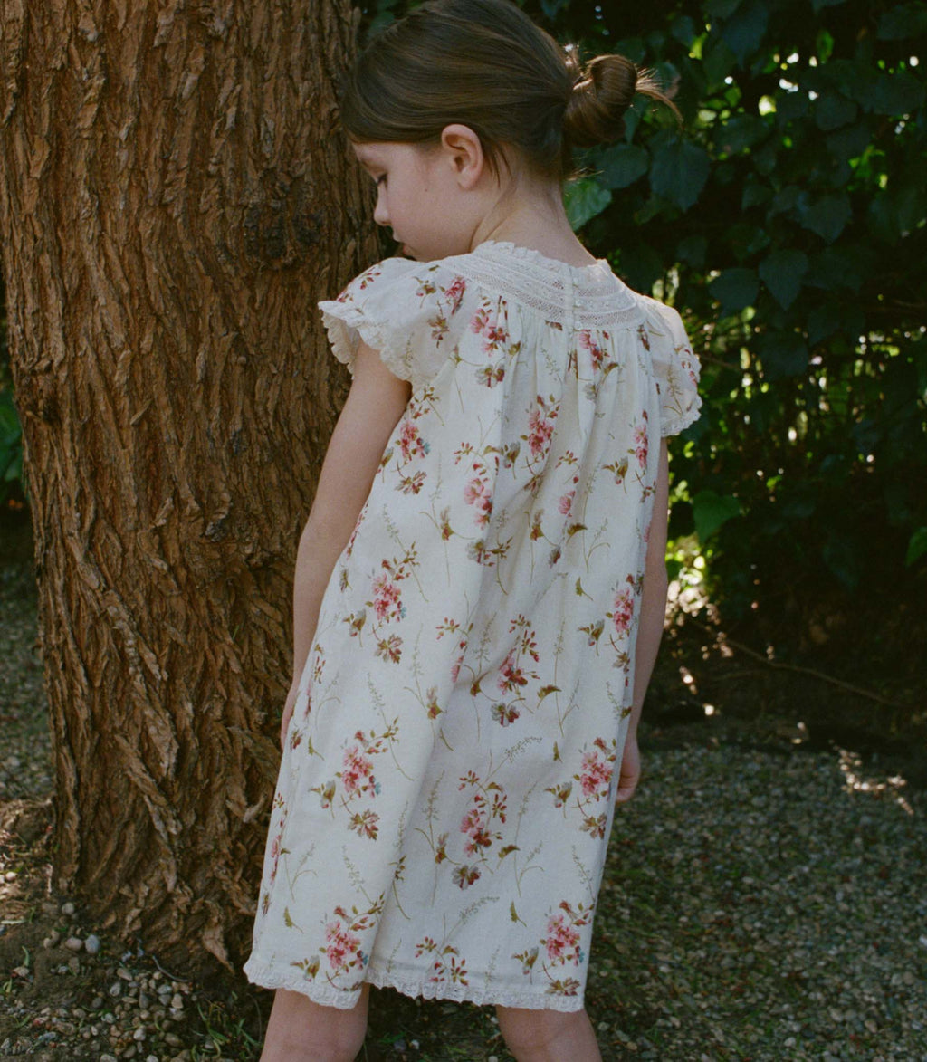 LISI DRESS -- BLANC PRAIRIE ROSE