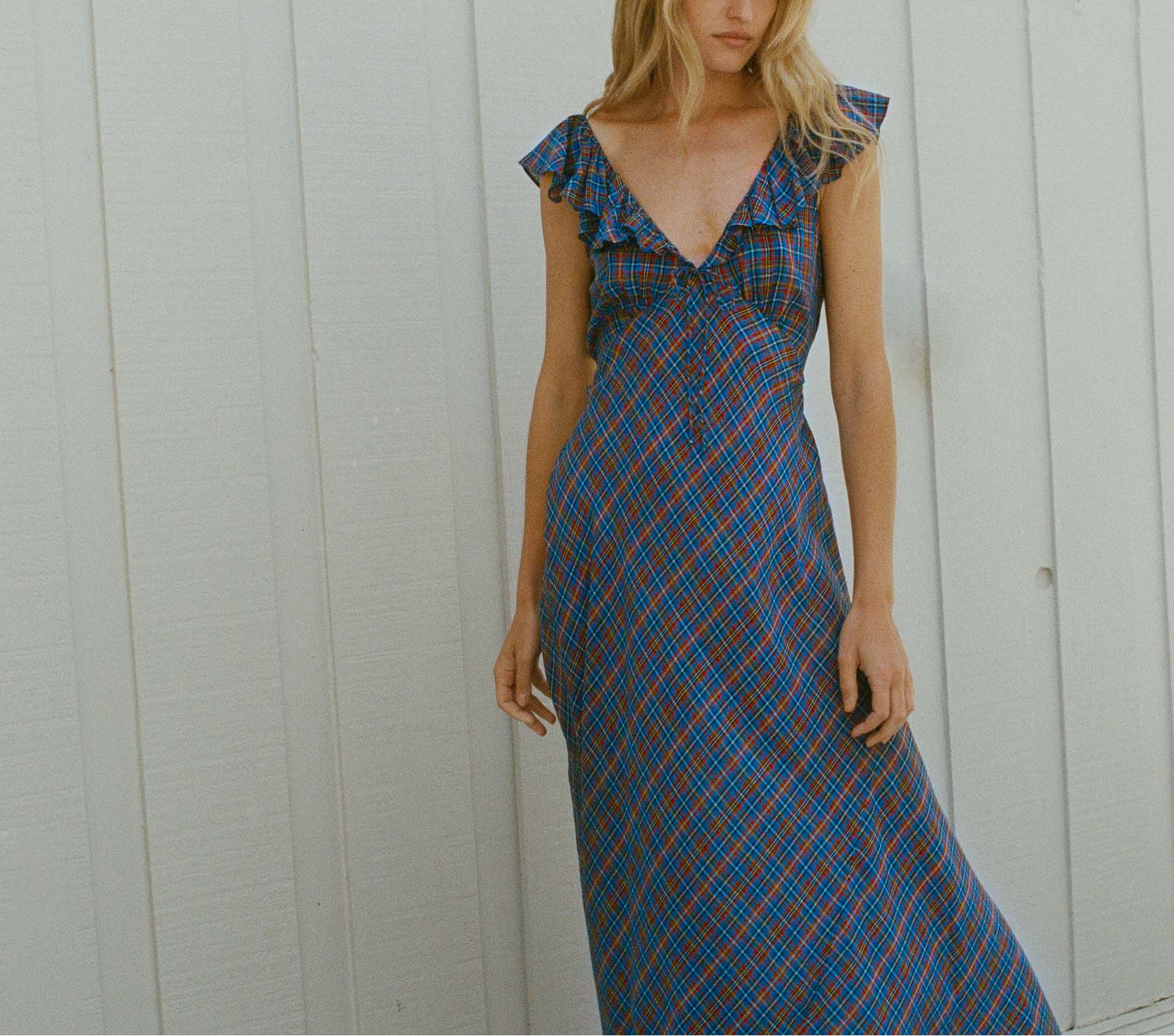 HMD -- LULANI DRESS -- AZURE FRENCH PLAID