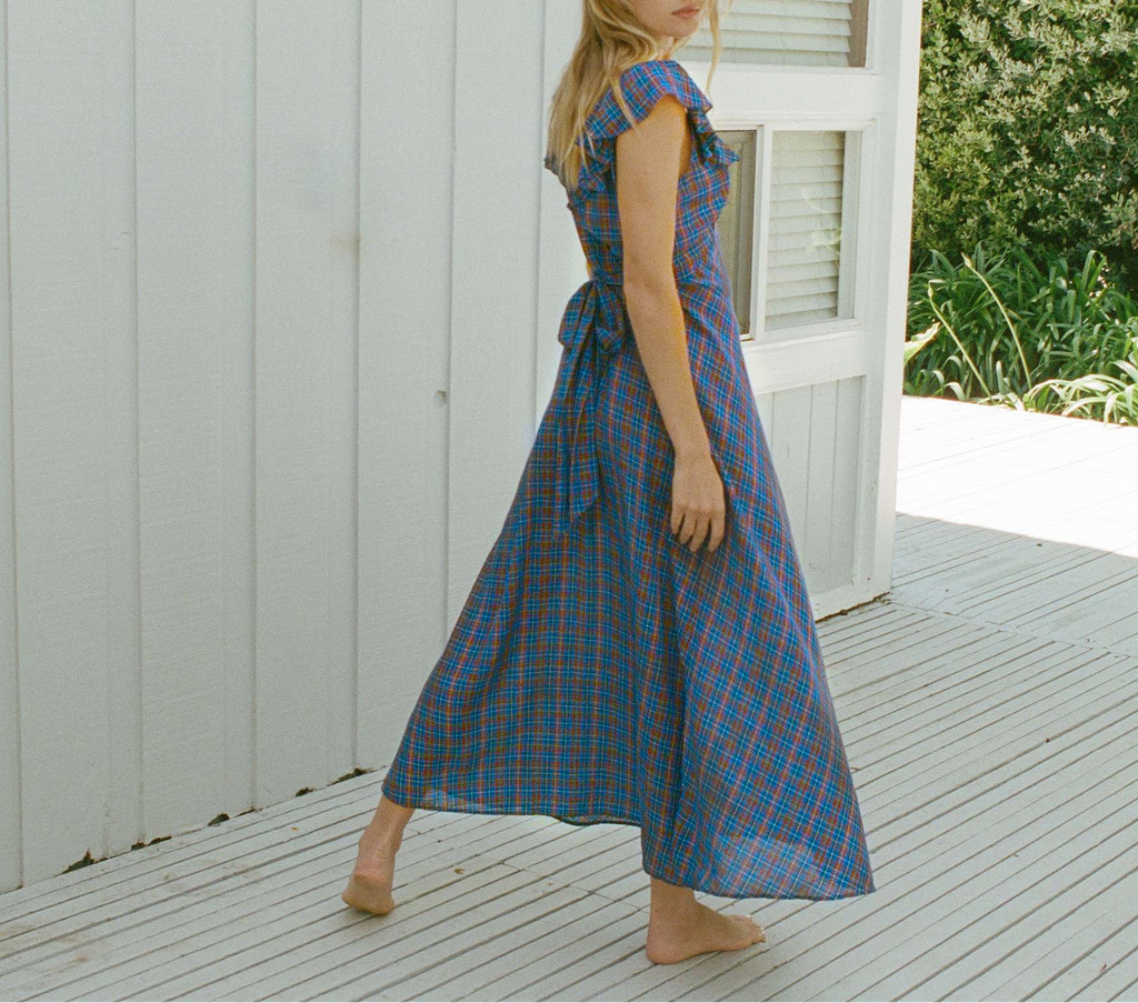 HMD -- LULANI DRESS -- AZURE FRENCH PLAID