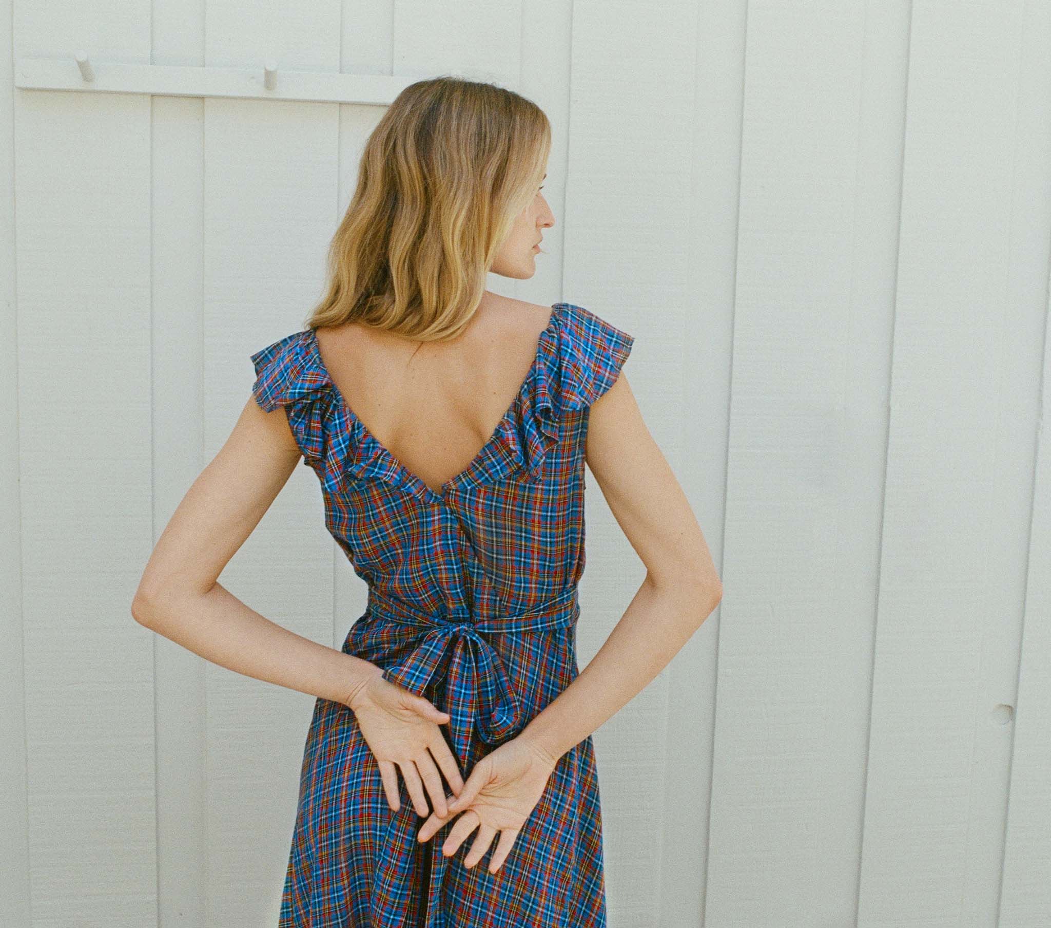 HMD -- LULANI DRESS -- AZURE FRENCH PLAID