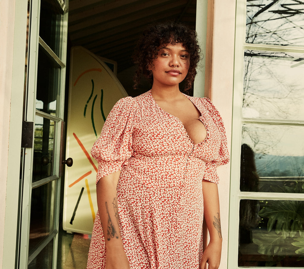 HMD -- LAUREL DRESS -- CARDINAL CHERRY WILLOW