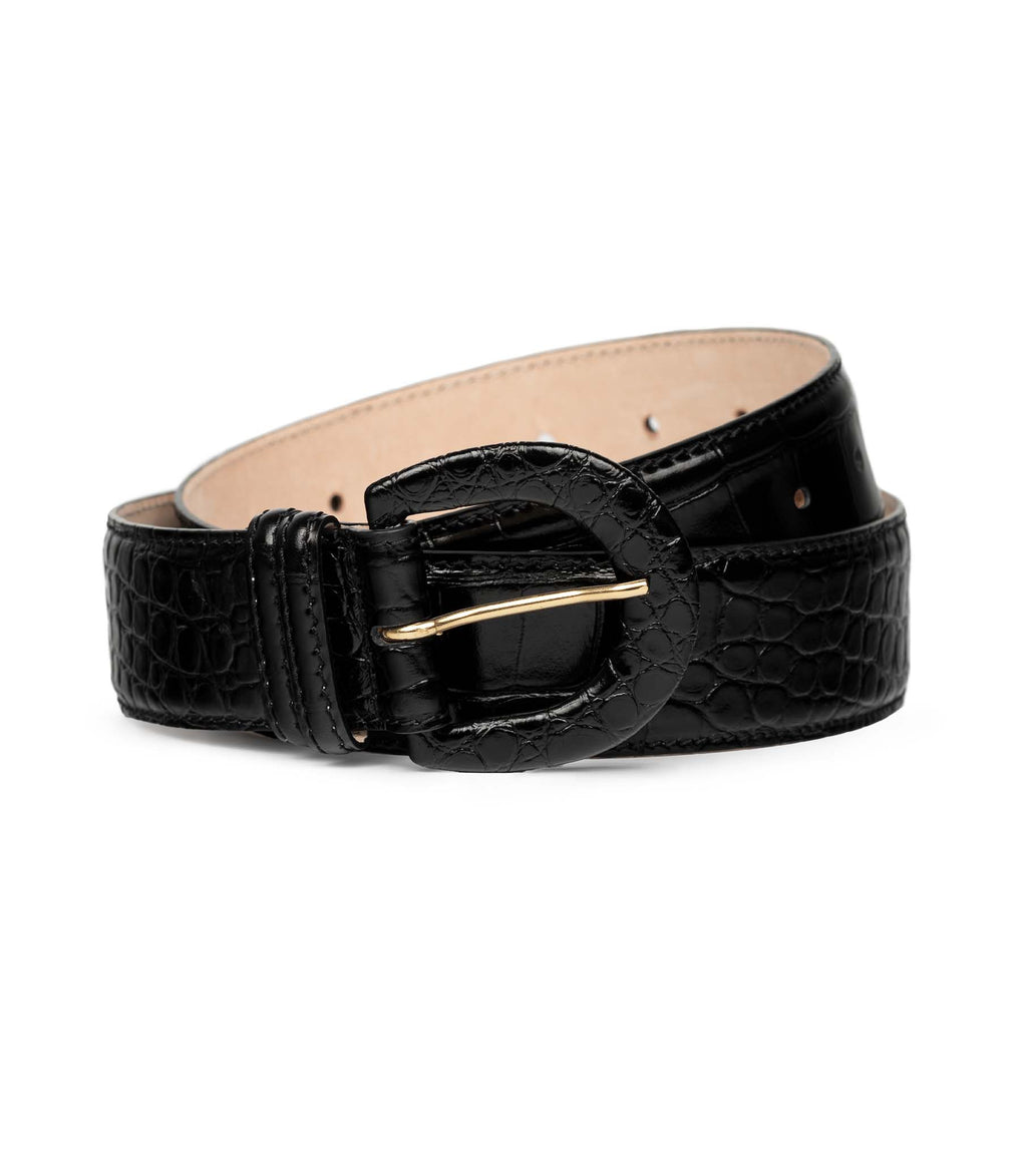 HMD -- LUDAVINE BELT -- BLACK FAUX CROC