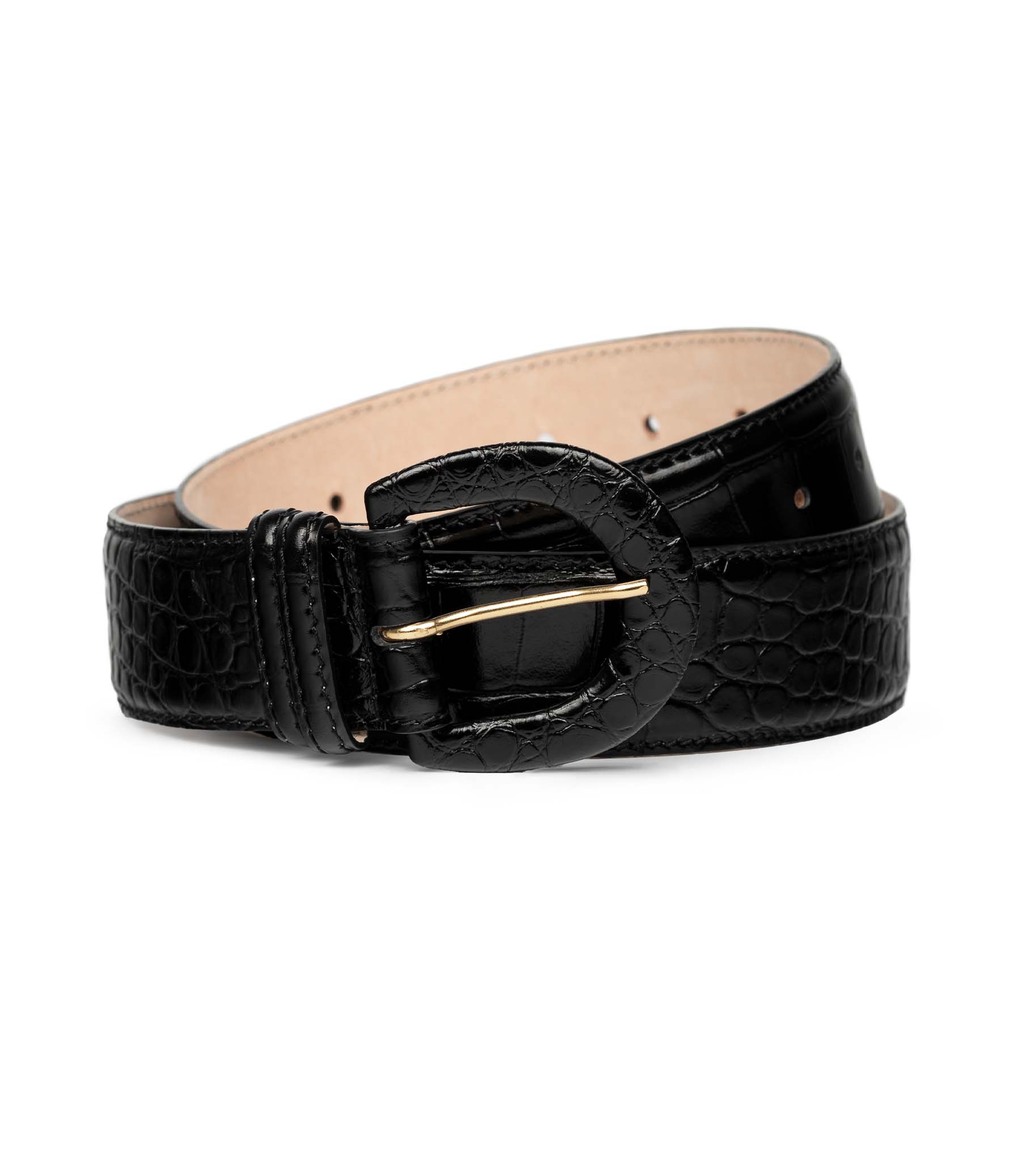HMD -- LUDAVINE BELT -- BLACK FAUX CROC