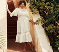 HMD -- MARINA DRESS -- WHITE W/ MULTI EMBROIDERY