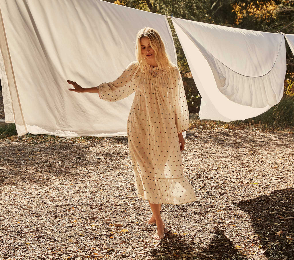 HMD -- MAYA DRESS -- CREAM CARNATION EMBROIDERY