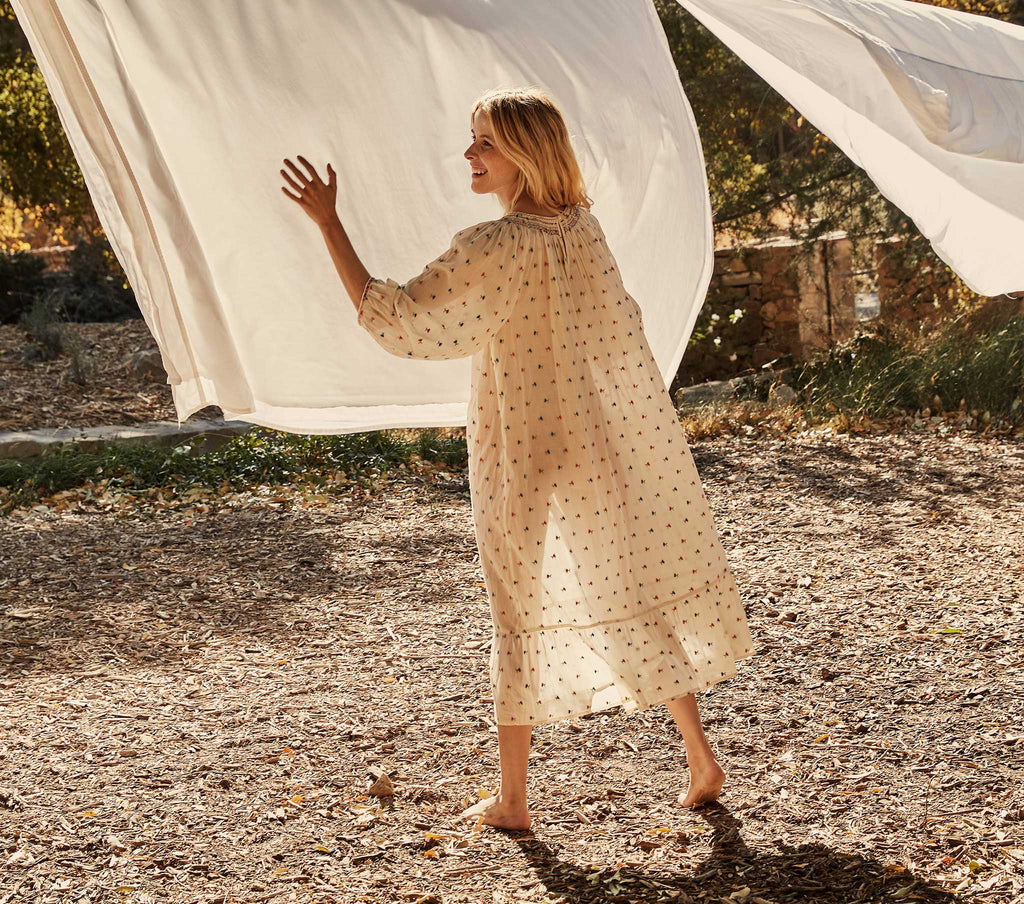 HMD -- MAYA DRESS -- CREAM CARNATION EMBROIDERY