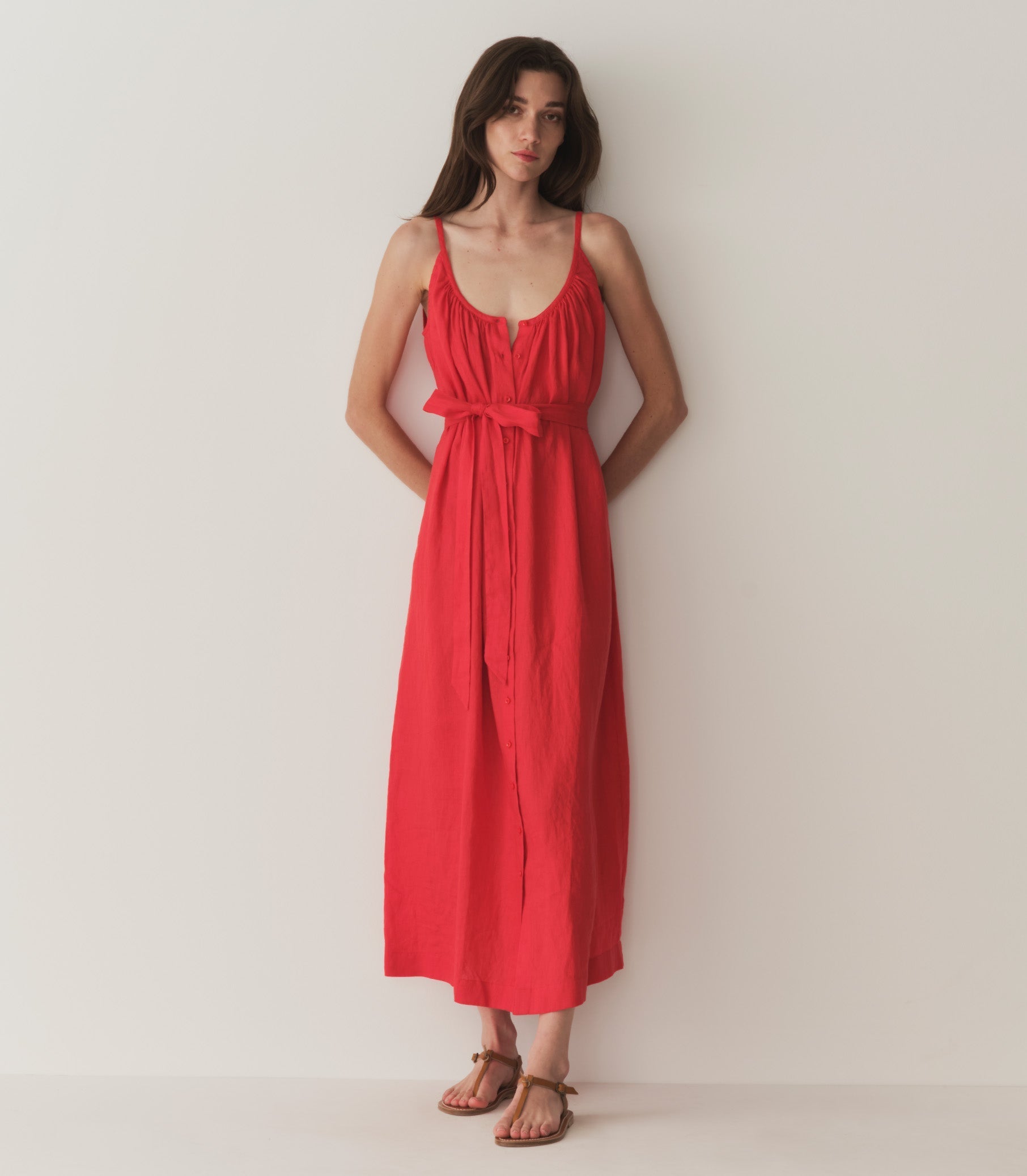 HMD -- NEVITA LINEN DRESS -- SCARLET