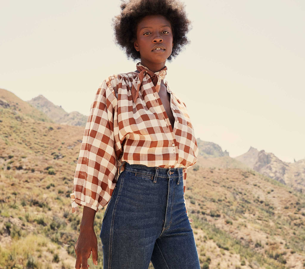HMD -- O'KEEFFE TOP -- ST OUEN NUTMEG PLAID