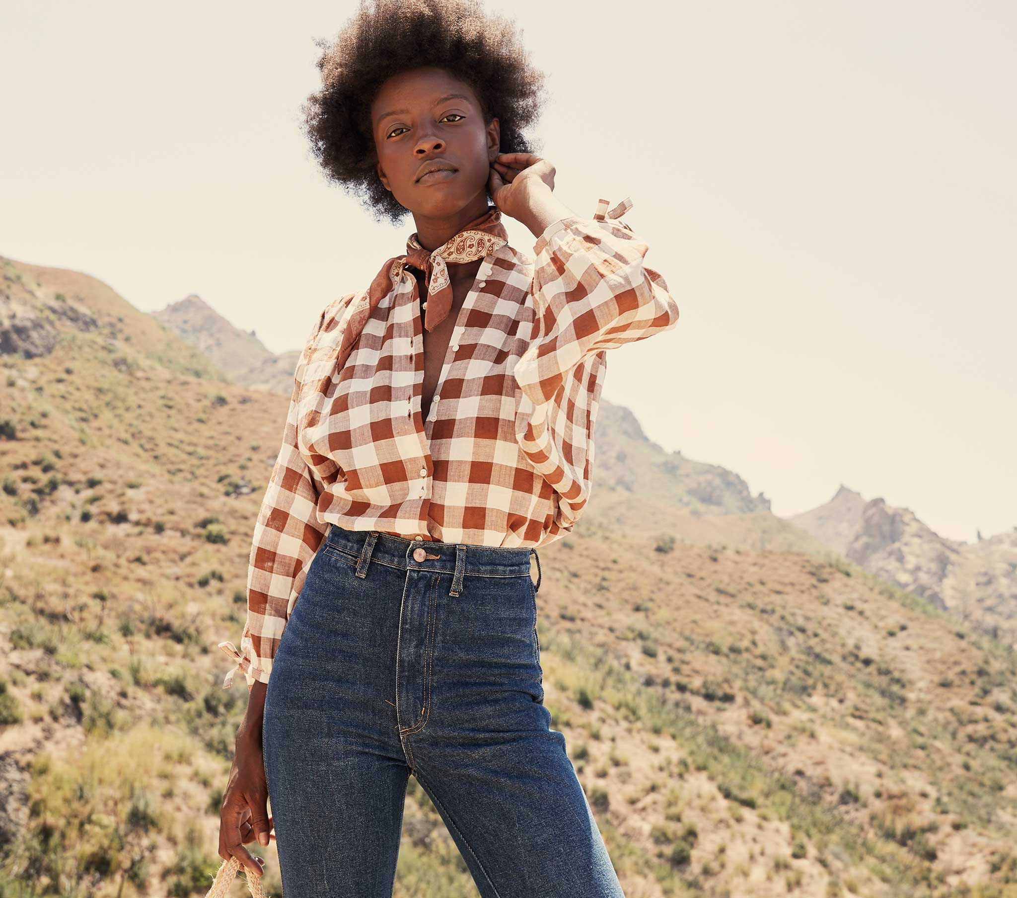 HMD -- O'KEEFFE TOP -- ST OUEN NUTMEG PLAID