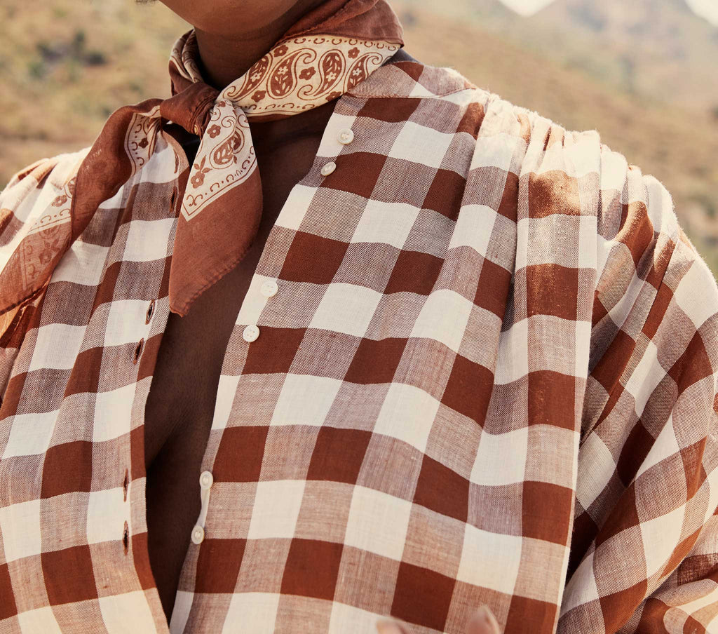HMD -- O'KEEFFE TOP -- ST OUEN NUTMEG PLAID