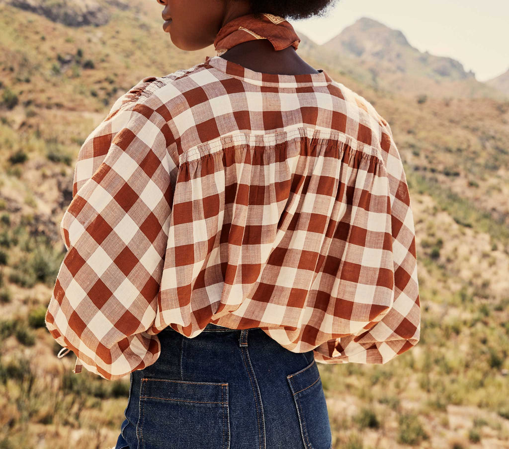 HMD -- O'KEEFFE TOP -- ST OUEN NUTMEG PLAID