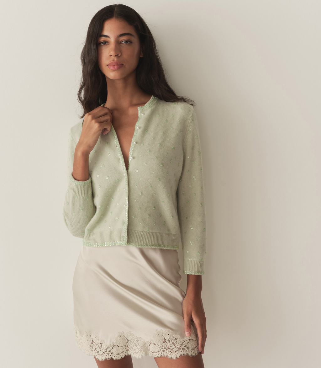 HMD -- PAILLETTE CARDIGAN -- MINT TEA