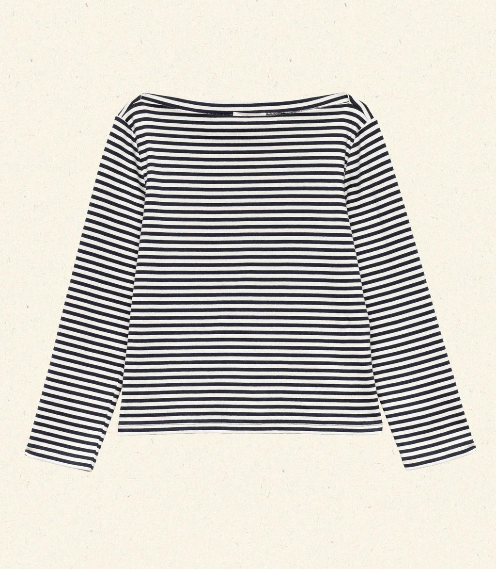 HMD -- PAULETTE TEE -- NAVY NANTUCKET STRIPE