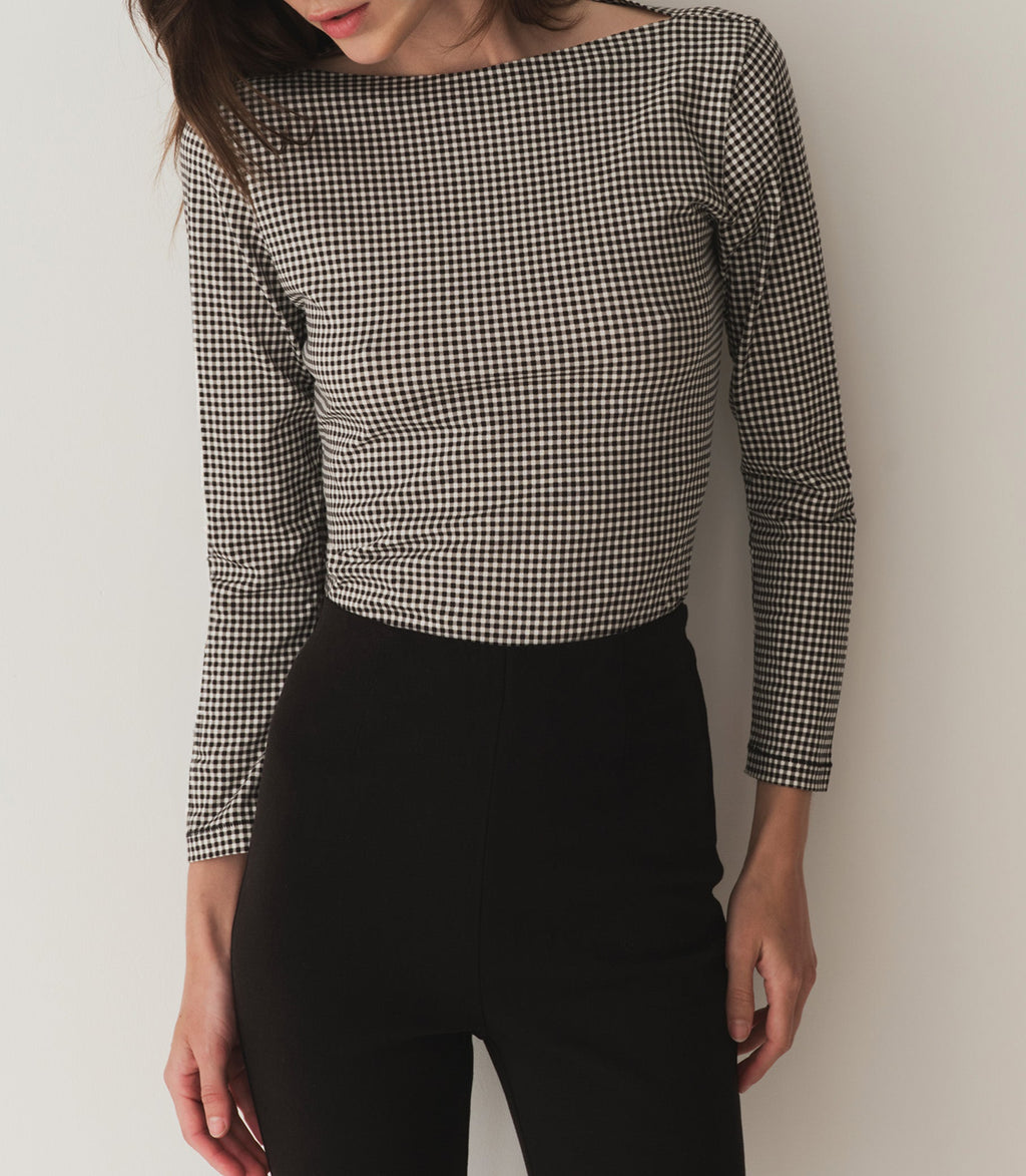 HMD -- PAULETTE TEE -- NOIR LA MADDALENA GINGHAM