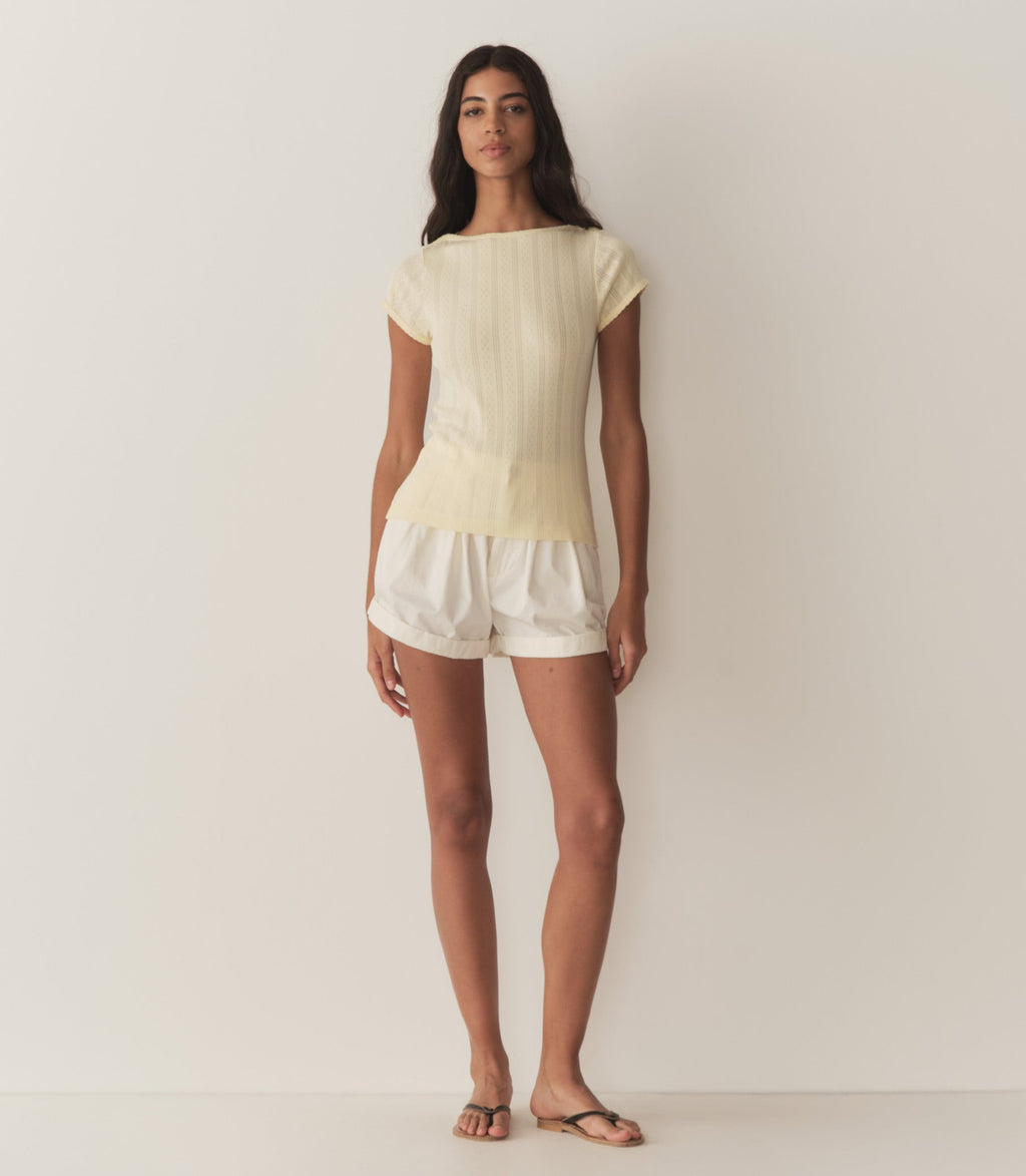 HMD -- PAULINE TEE -- CREME CITRON QUELLE JOLIE POINTELLE