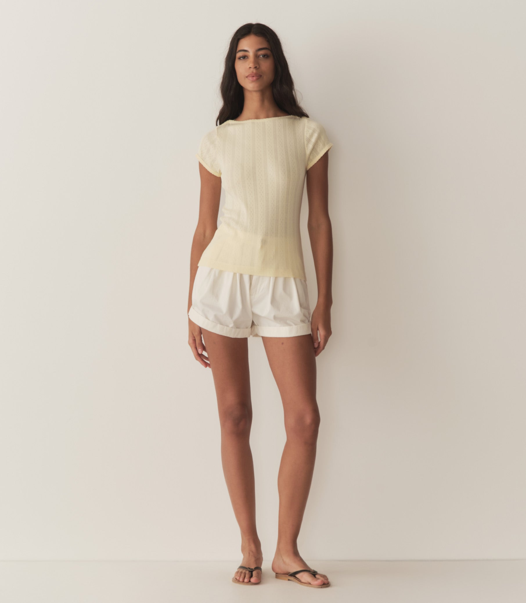 HMD -- PAULINE TEE -- CREME CITRON QUELLE JOLIE POINTELLE