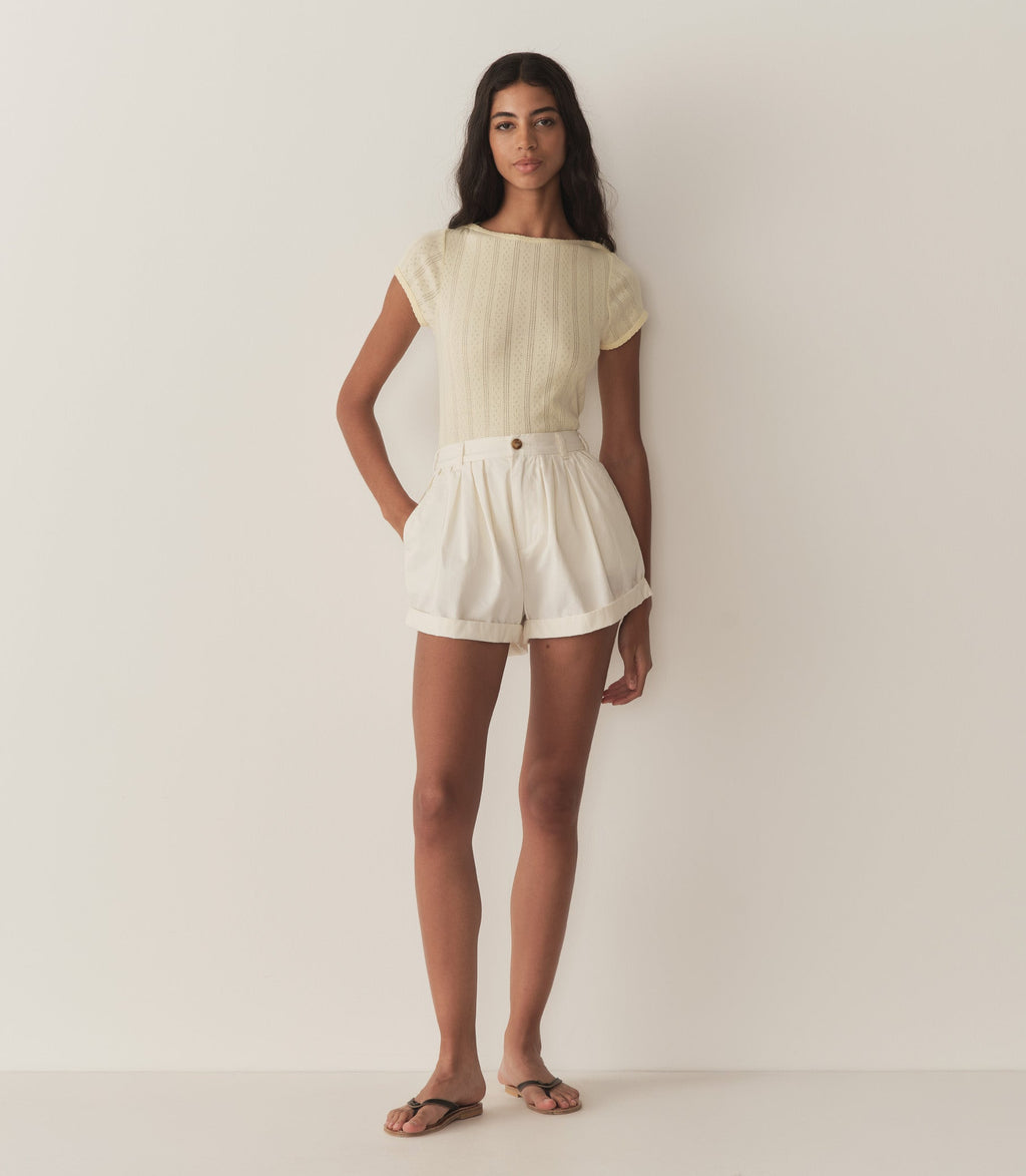 HMD -- PAULINE TEE -- CREME CITRON QUELLE JOLIE POINTELLE