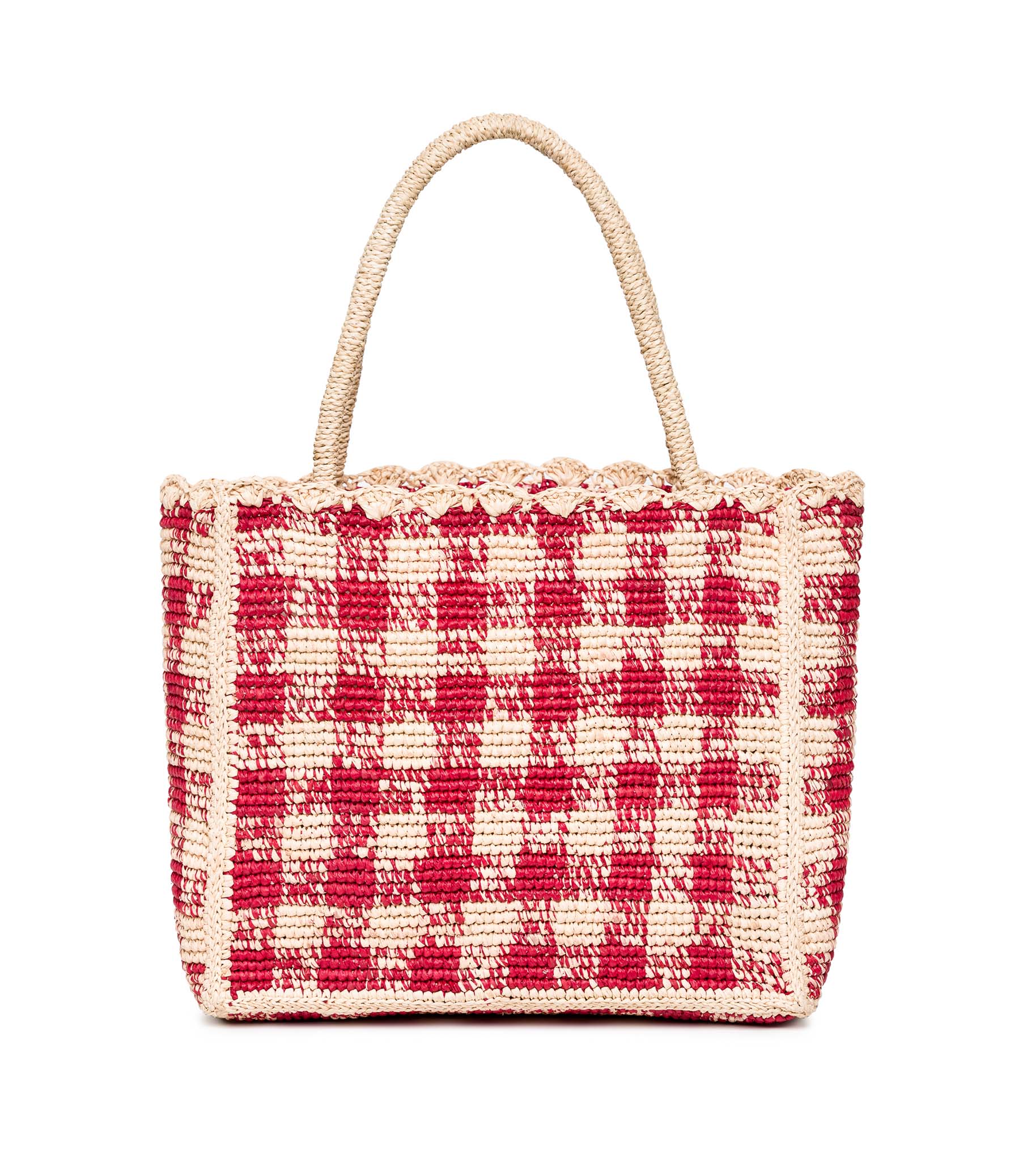 HMD -- PETITE MATHILDE BAG -- RED GINGHAM RAFFIA