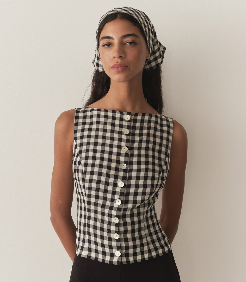 HMD -- PETIT PENNY BANDANA -- BLACK MARILYN GINGHAM