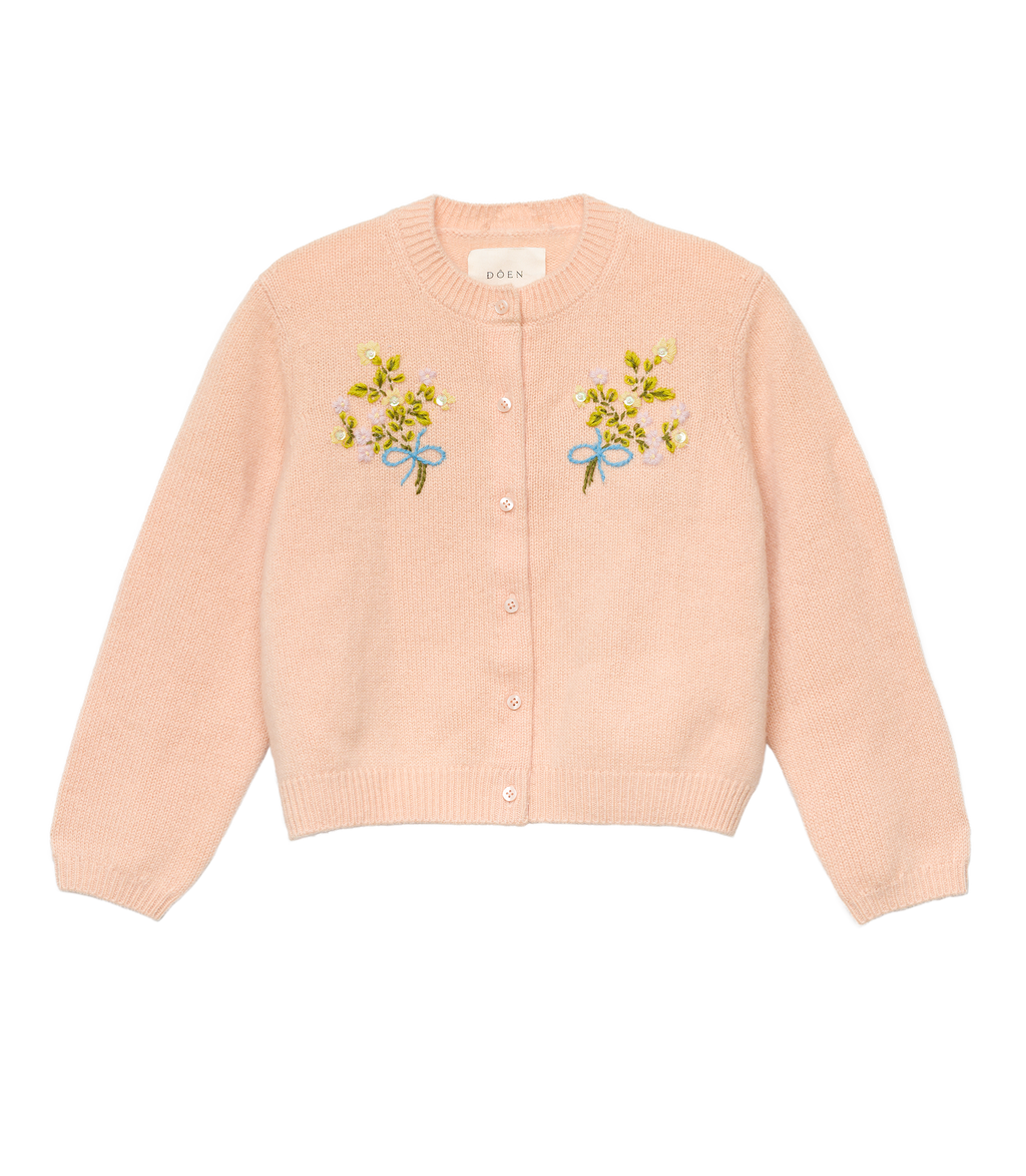 PETIT GARDENIA CASHMERE CARDIGAN -- LIGHT PEACH SORBET