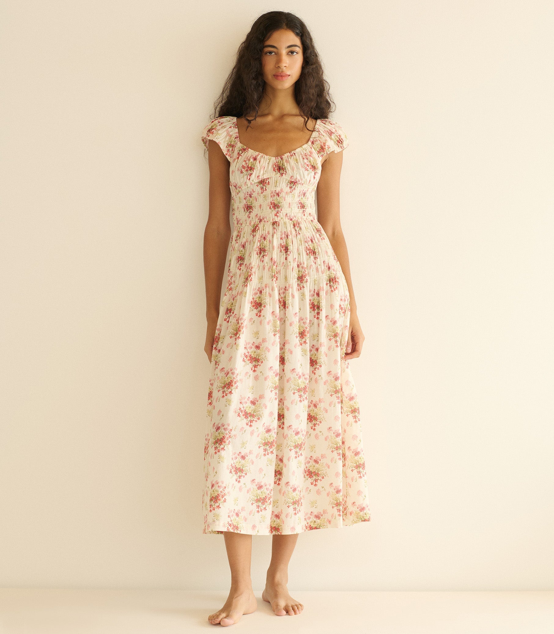 HMD -- QUINETTE DRESS -- IVORY LANTANA FLORAL