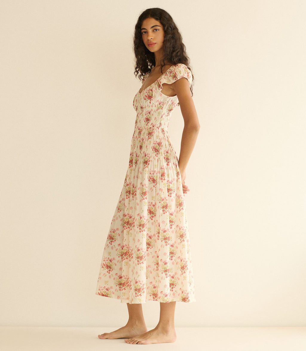 HMD -- QUINETTE DRESS -- IVORY LANTANA FLORAL