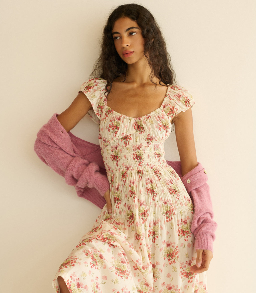 HMD -- QUINETTE DRESS -- IVORY LANTANA FLORAL