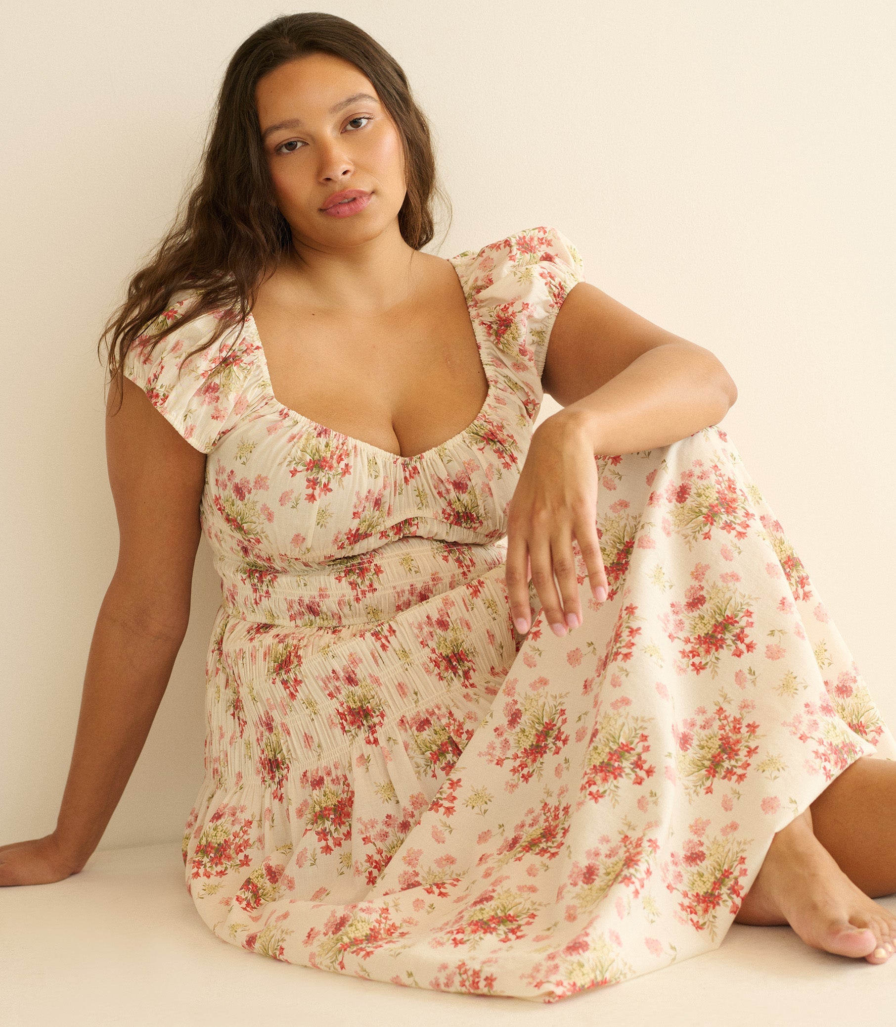 HMD -- QUINETTE DRESS -- IVORY LANTANA FLORAL