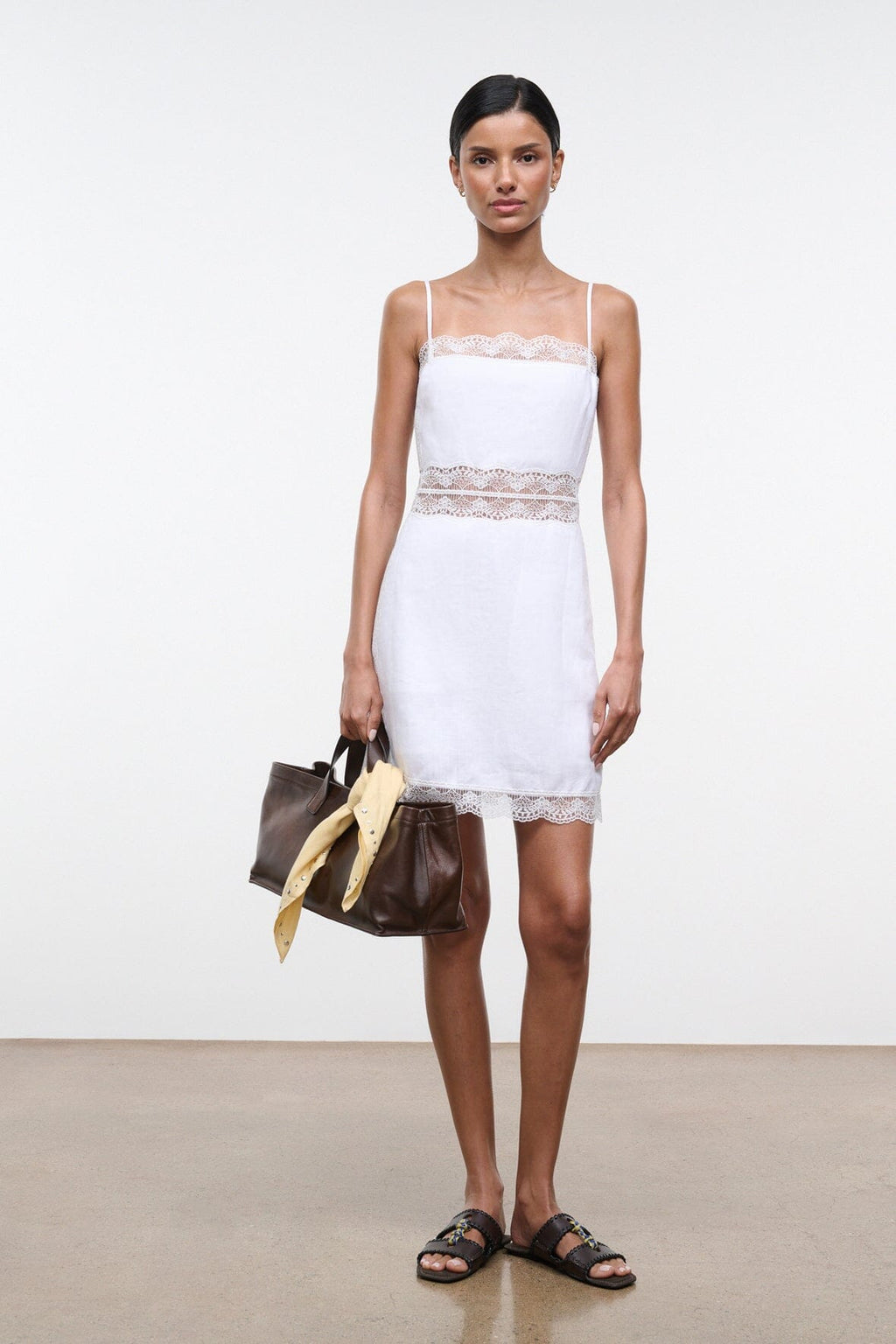 AMALINA LINEN MINI DRESS | WHITE