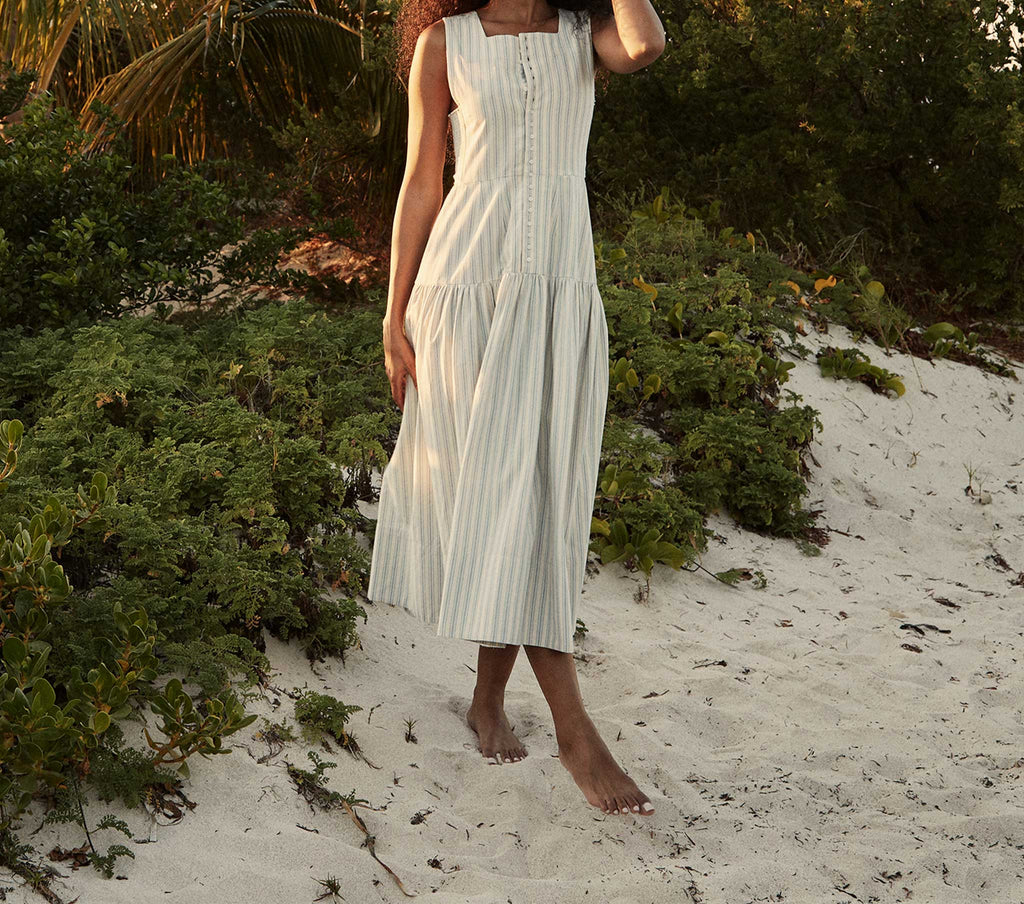 HMD -- REM DRESS -- STRIPED CHAMBRAY