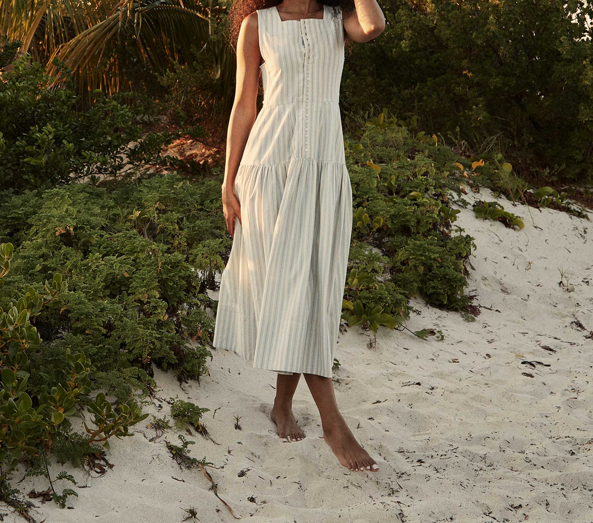HMD -- REM DRESS -- STRIPED CHAMBRAY
