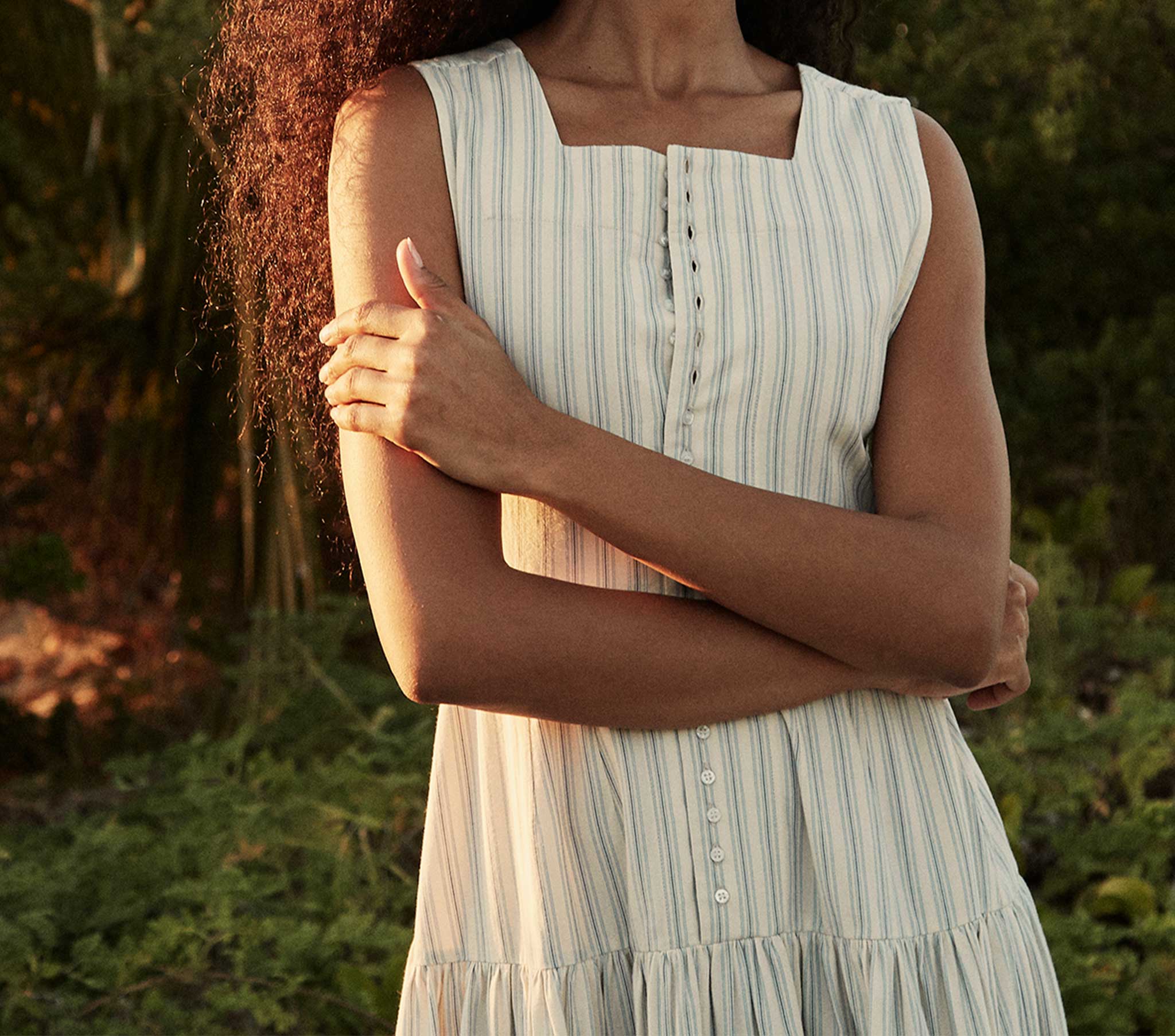 HMD -- REM DRESS -- STRIPED CHAMBRAY